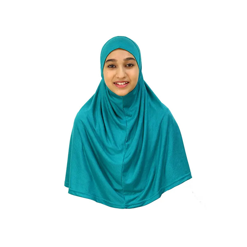 Teal Girls Hijab - Large Size