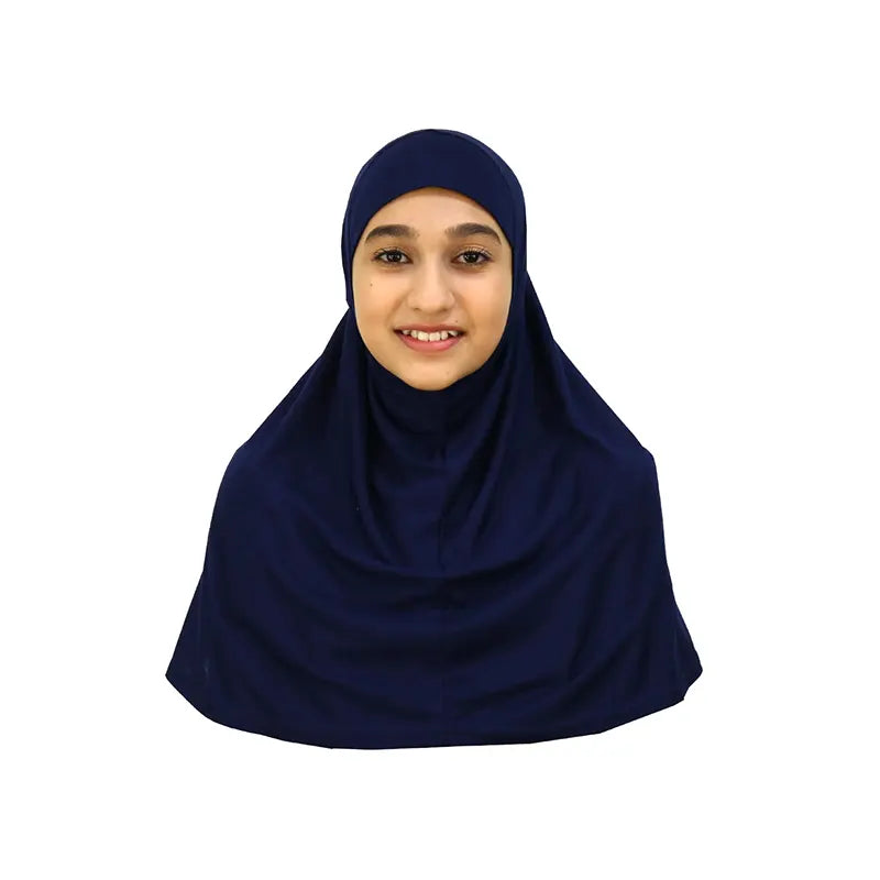 Navy Blue Girls Hijab - Medium Size