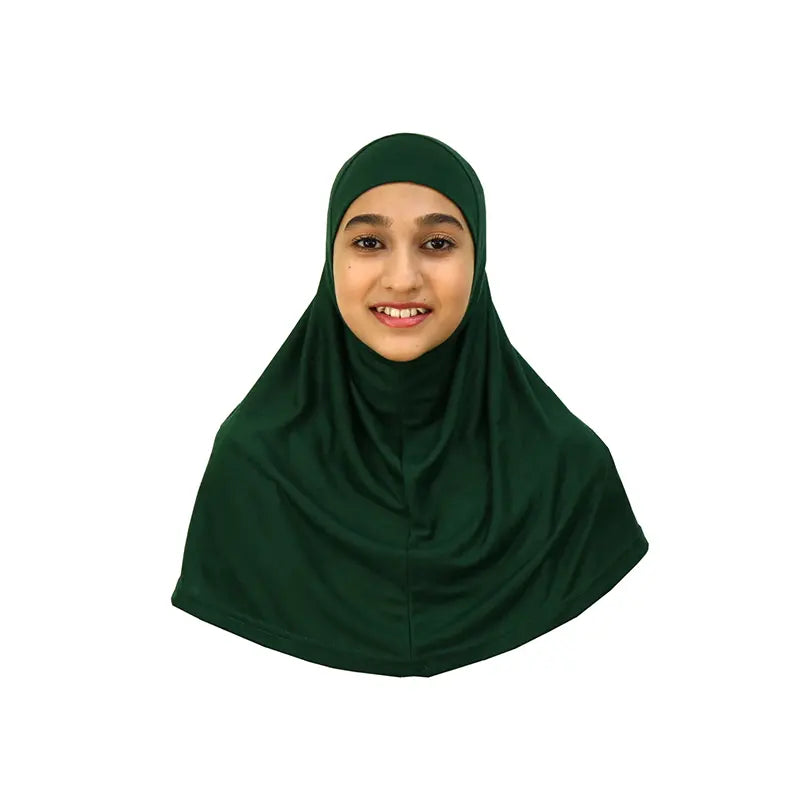 Bottle Green Girls Hijab - Medium Size