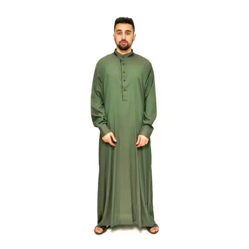 Men's Collared Textured Pistachio Thobe 651- 4 image 5