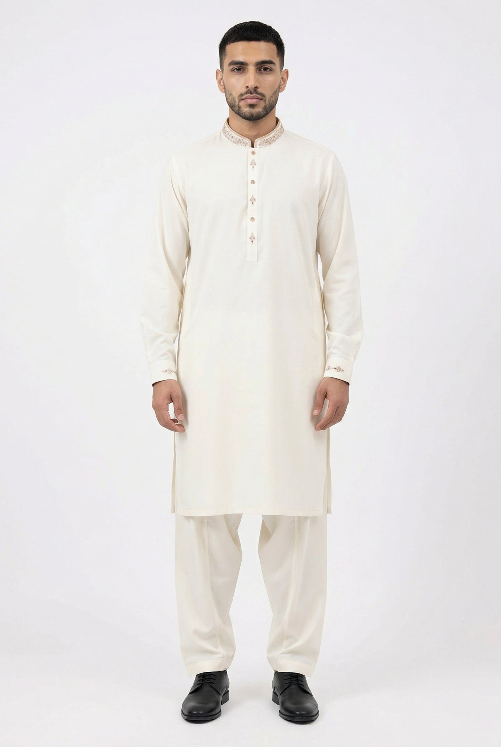 Collared Shalwar Kameez Cream 304-4