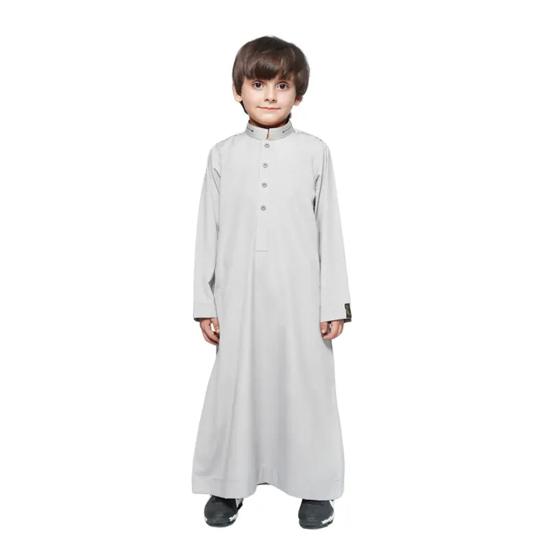 Kids Detail Collared Light Grey Thobe  962  03 image 0