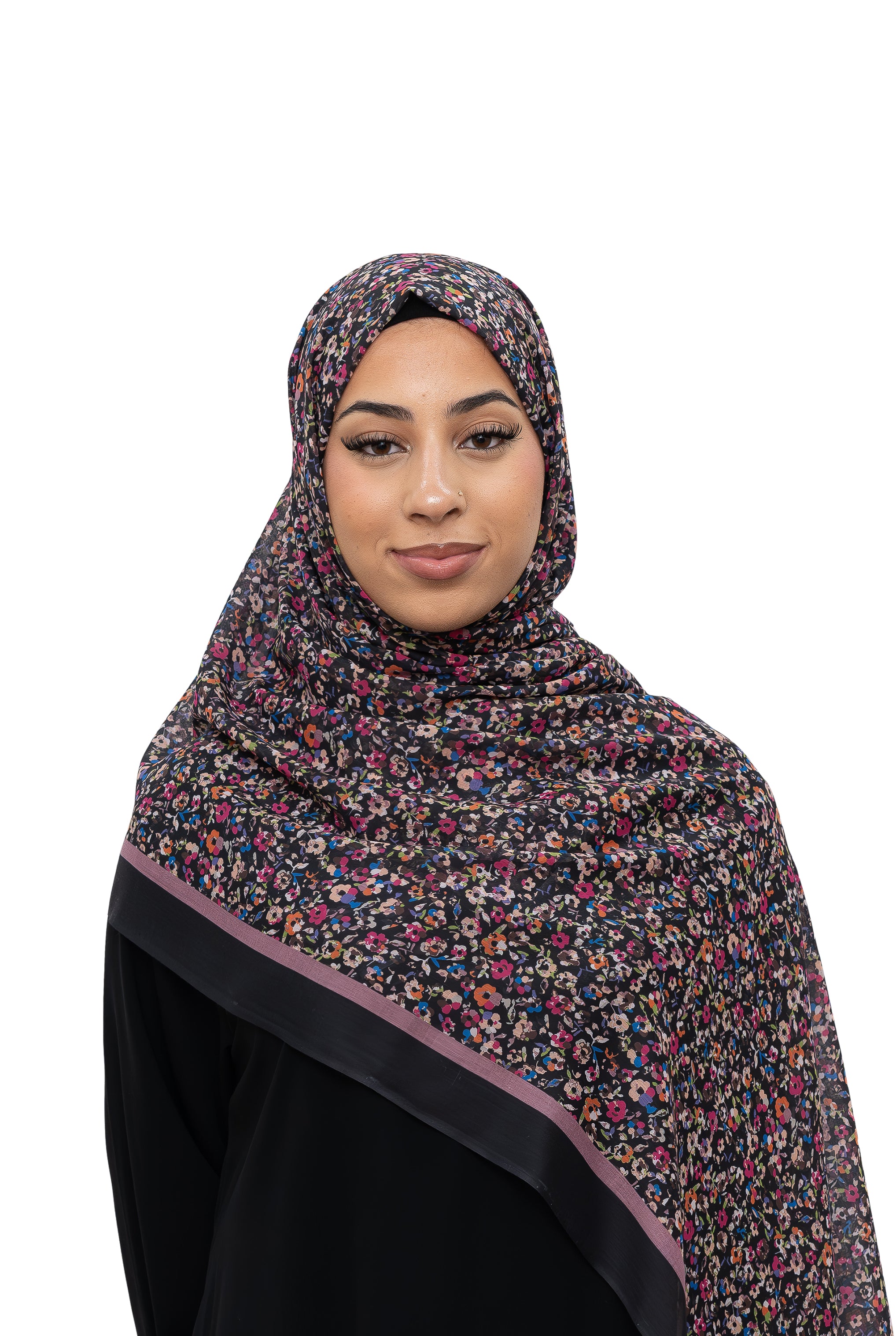 Exclusive Cotton Print Hijab Floral Multi Pink Col 100
