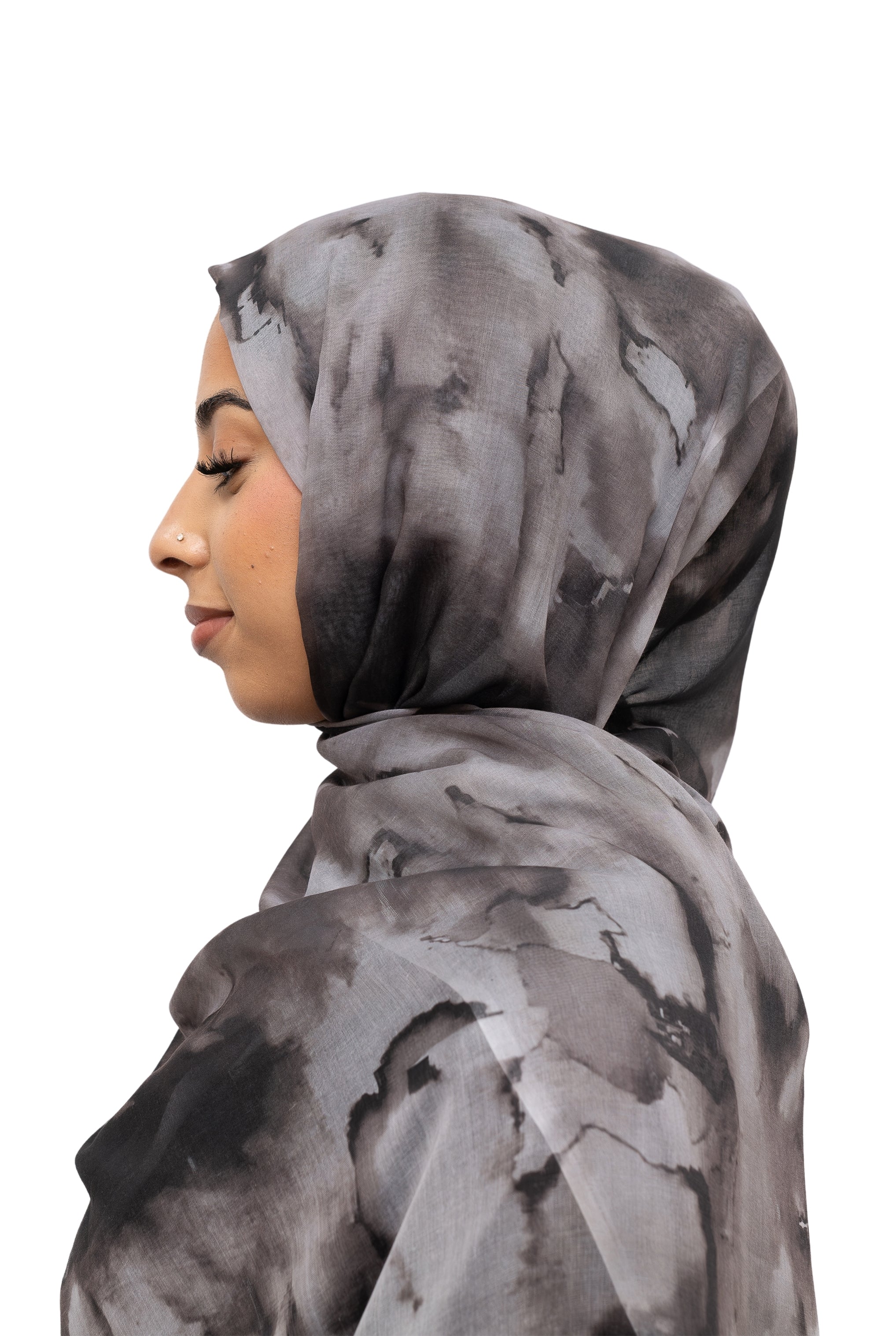 Watercolor Sharp Modal Hijab Grey
