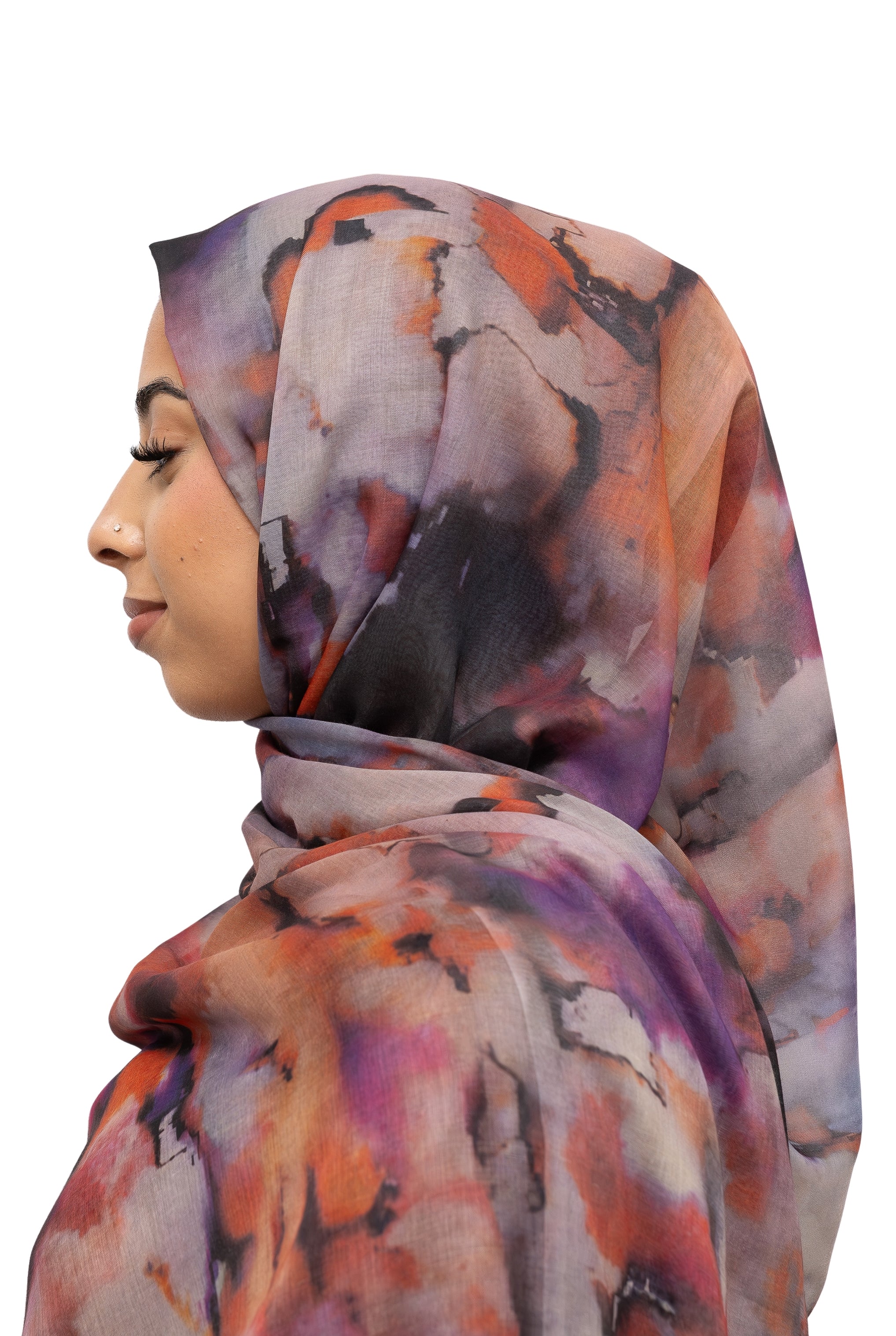 Watercolor Sharp Modal Hijab Multi Purple