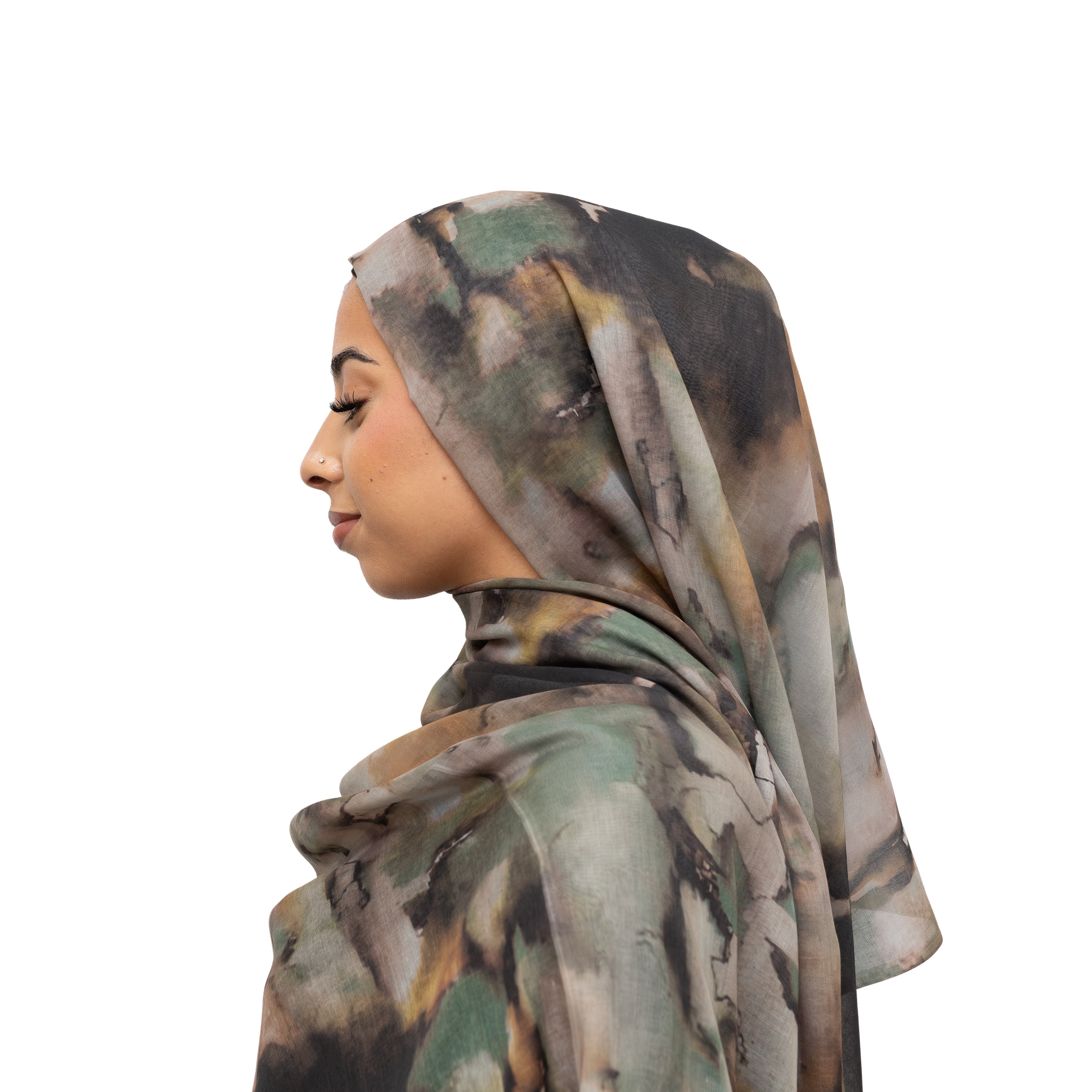 Watercolor Sharp Modal Hijab Army Green