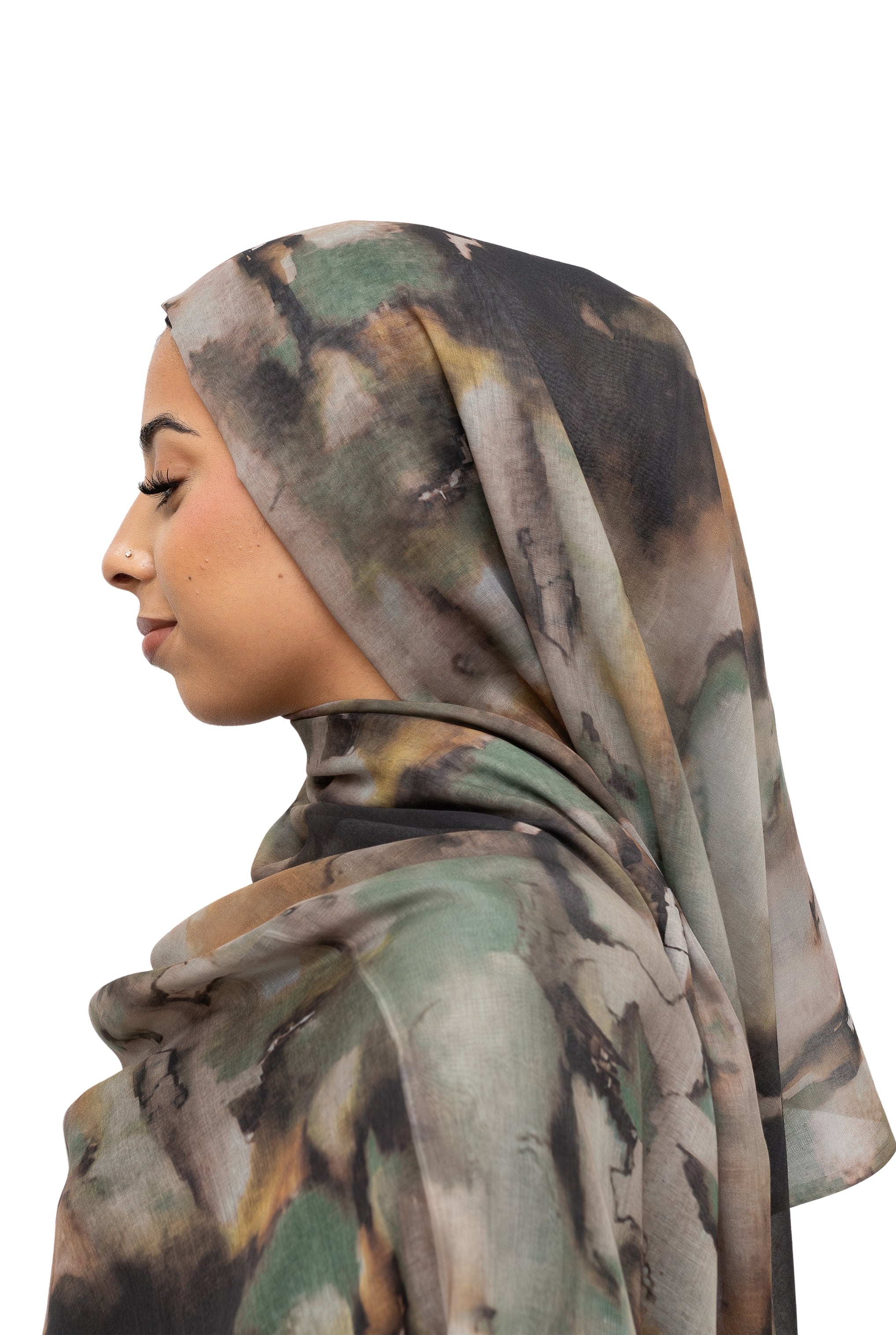 Watercolor Sharp Modal Hijab Army Green