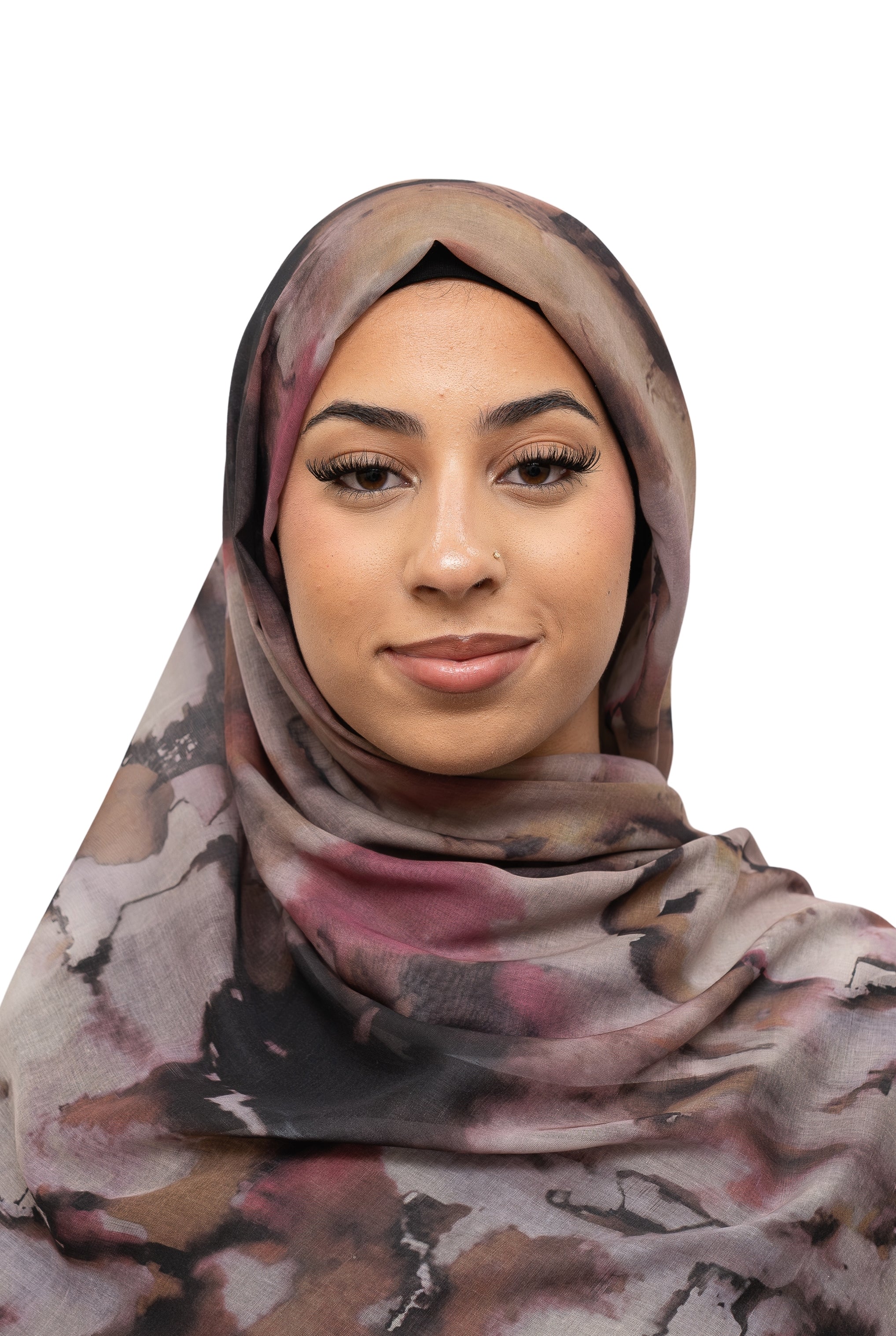 Watercolor Sharp Modal Hijab Multi Pink
