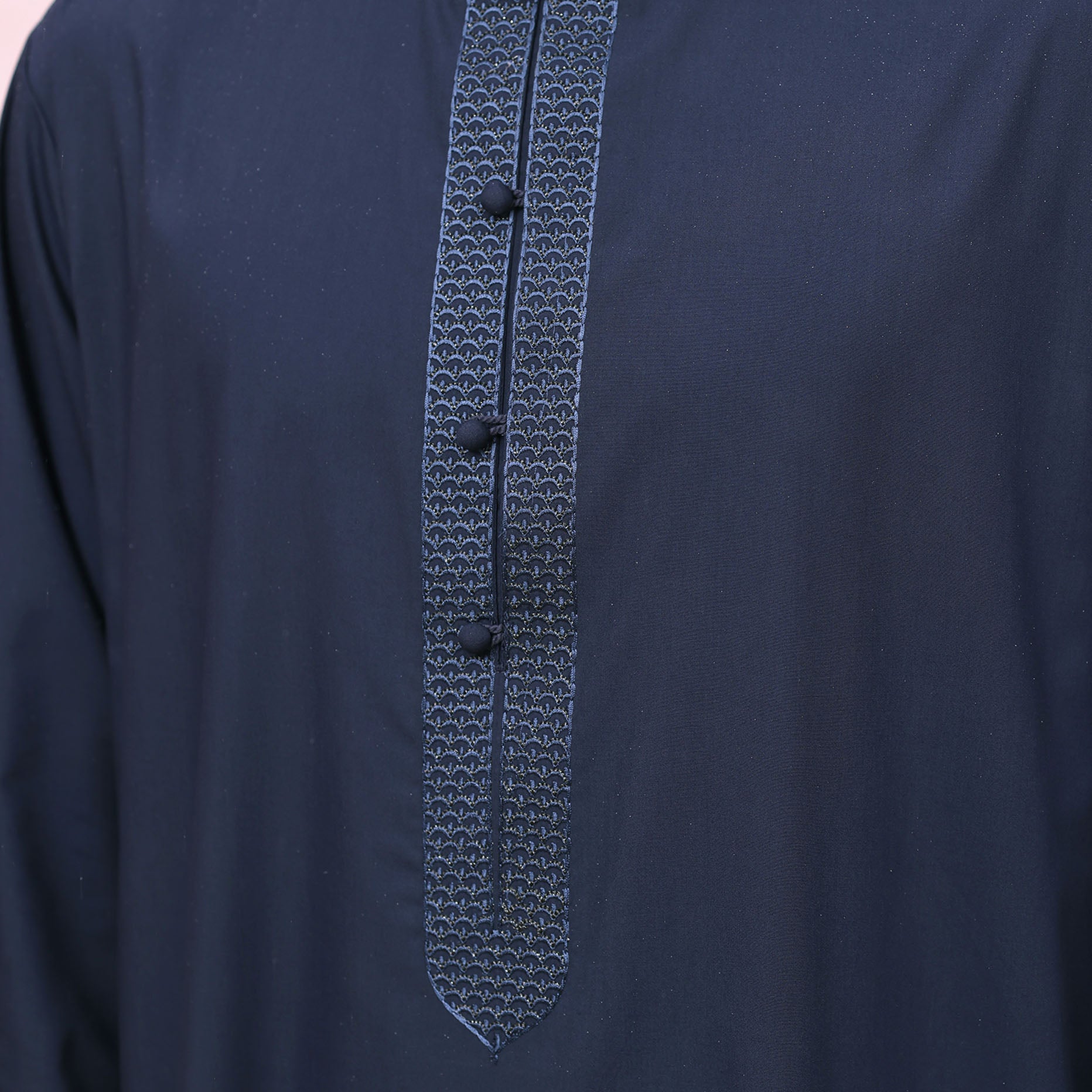 Mens Navy 973 Collared Premium Thobe