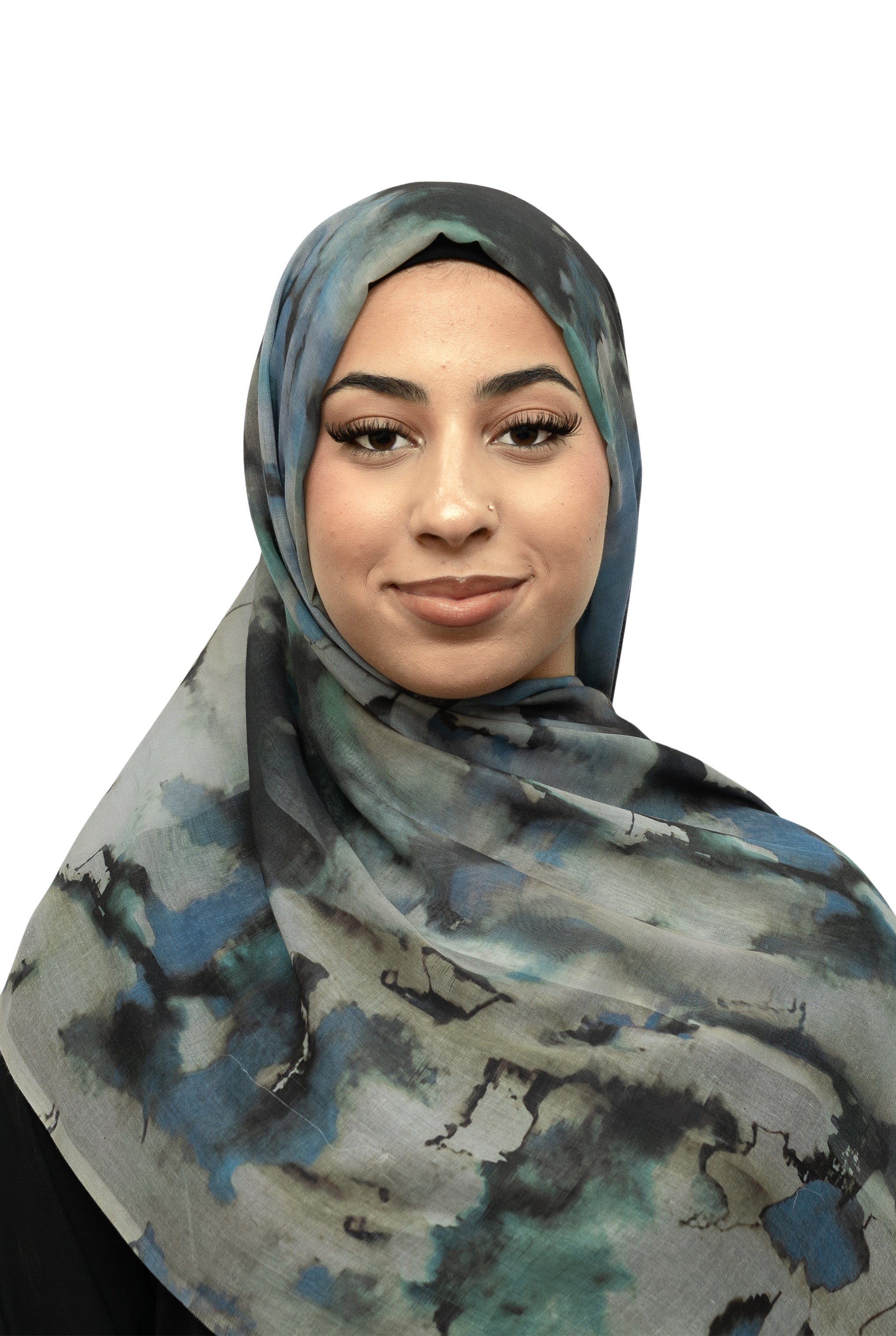 Watercolor Sharp Modal Hijab Turquiose Blue