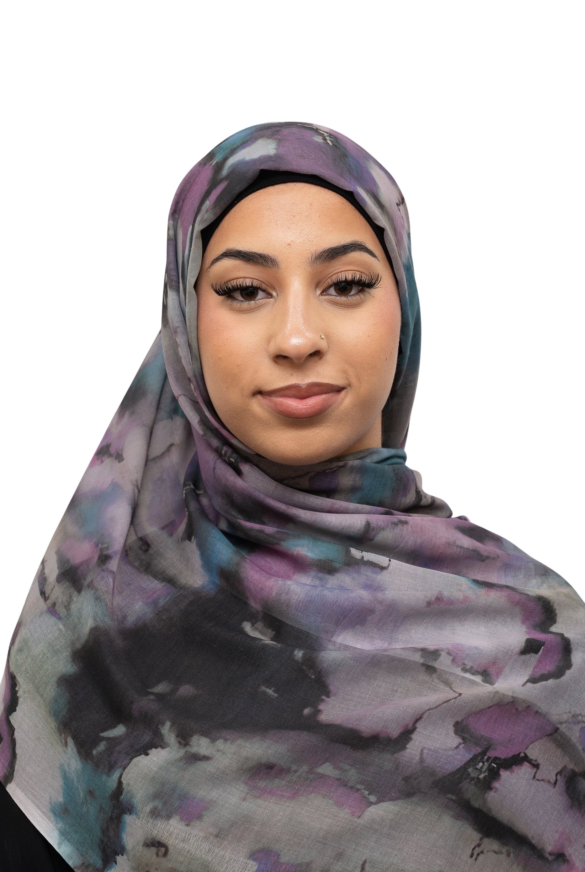 Watercolor Sharp Modal Hijab Lilac Blue