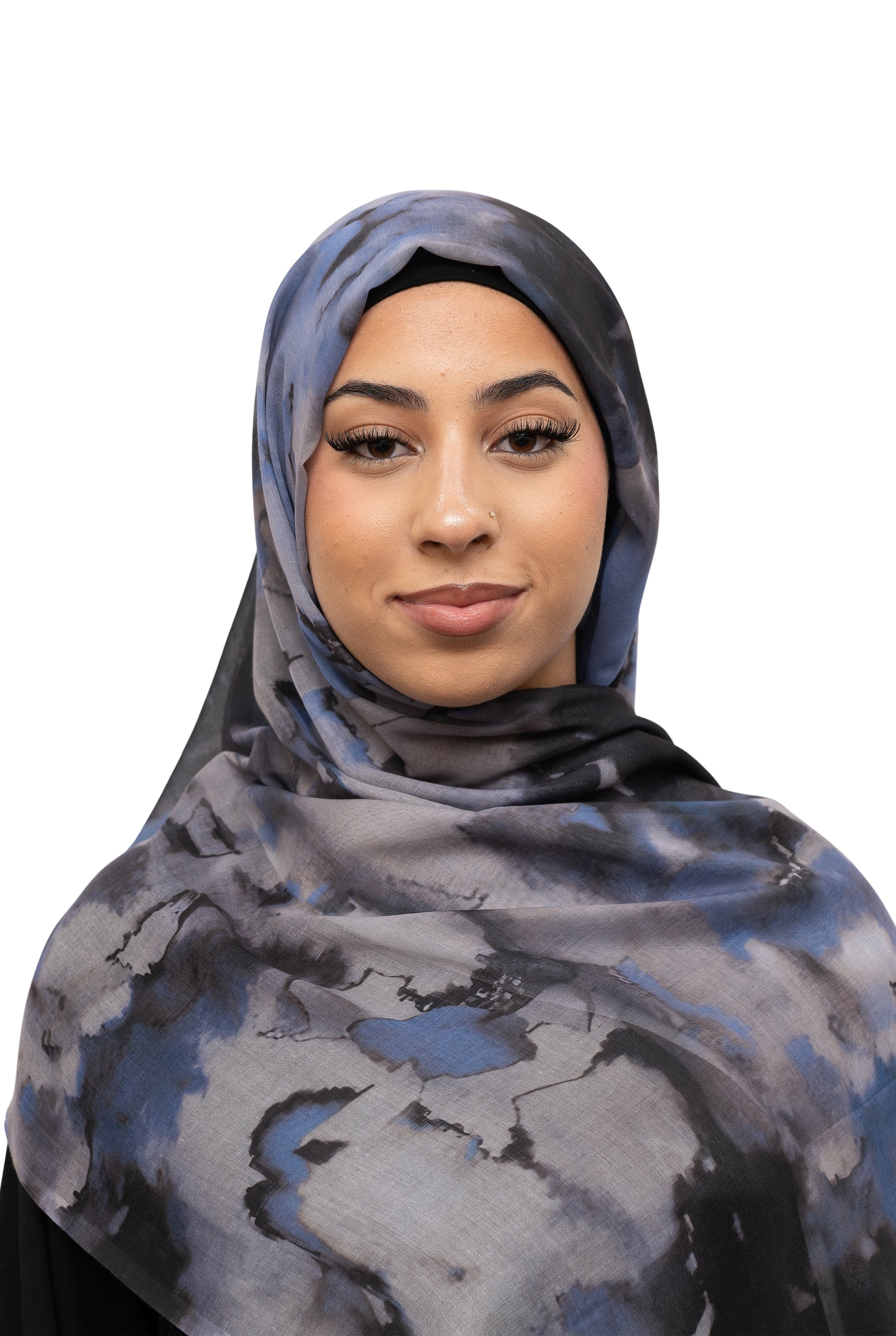 Watercolor Sharp Modal Hijab Blue Grey