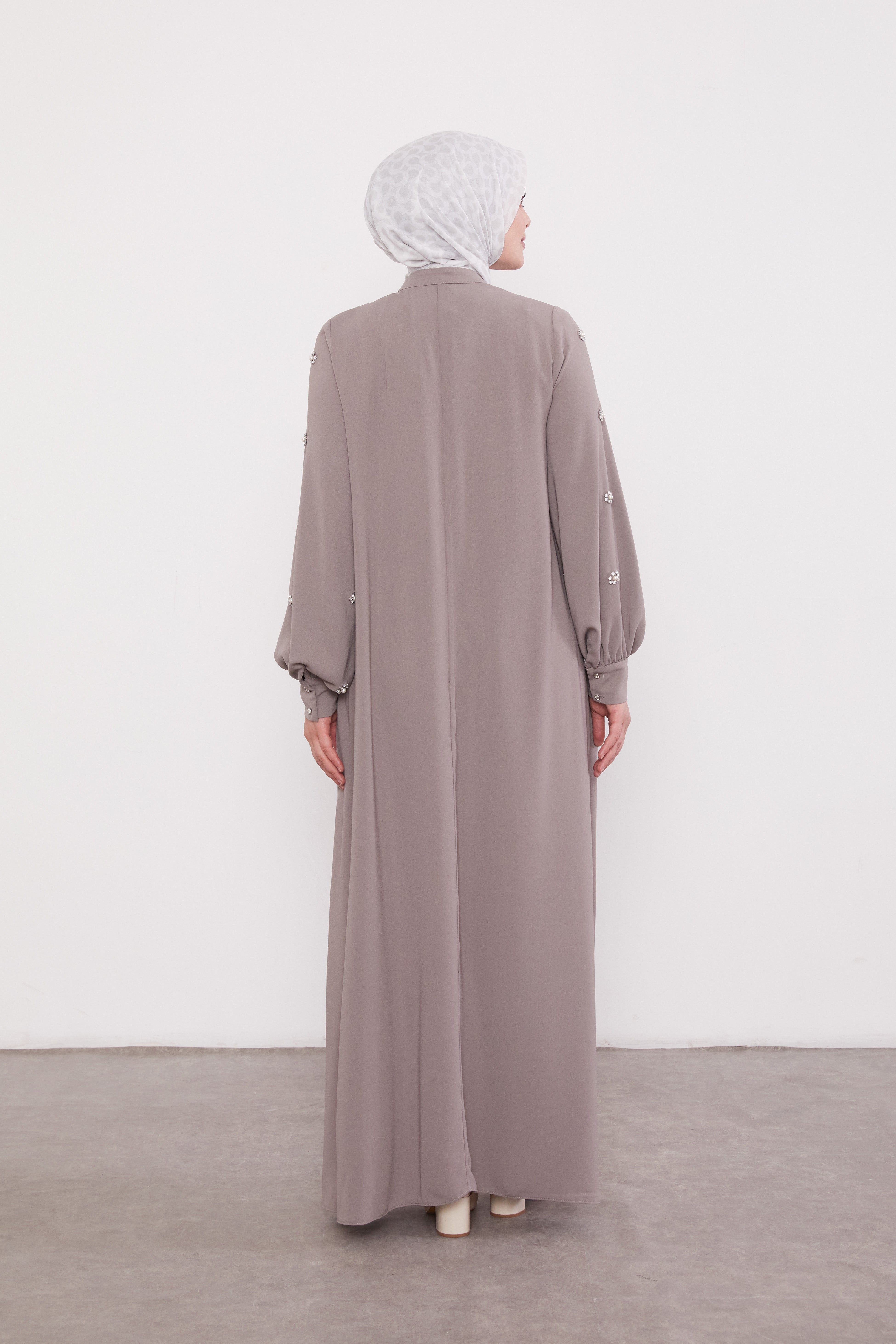 Finest Jewel Buttoned Abaya Rose