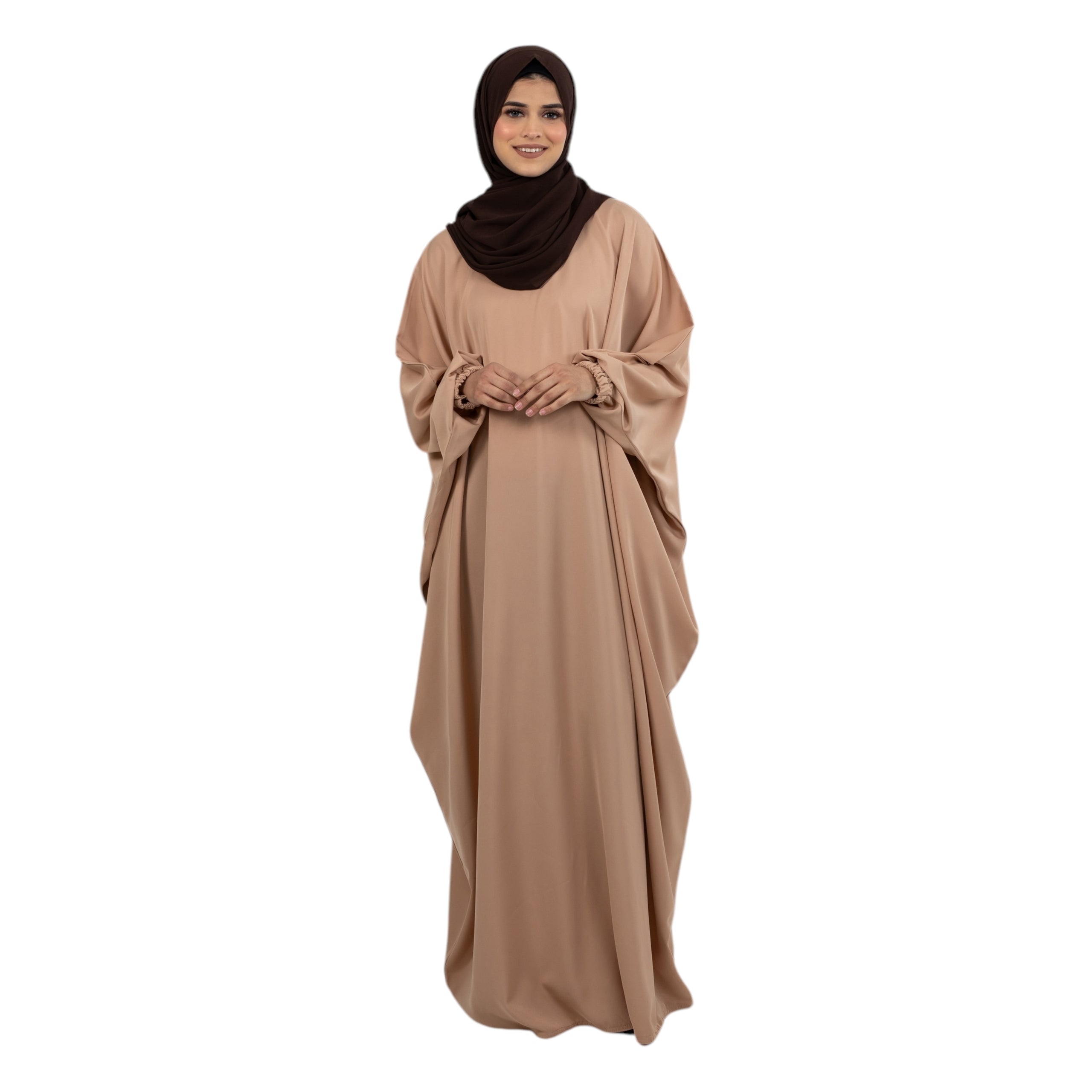 Caramel Elasticated Batwing Abaya AM302-43
