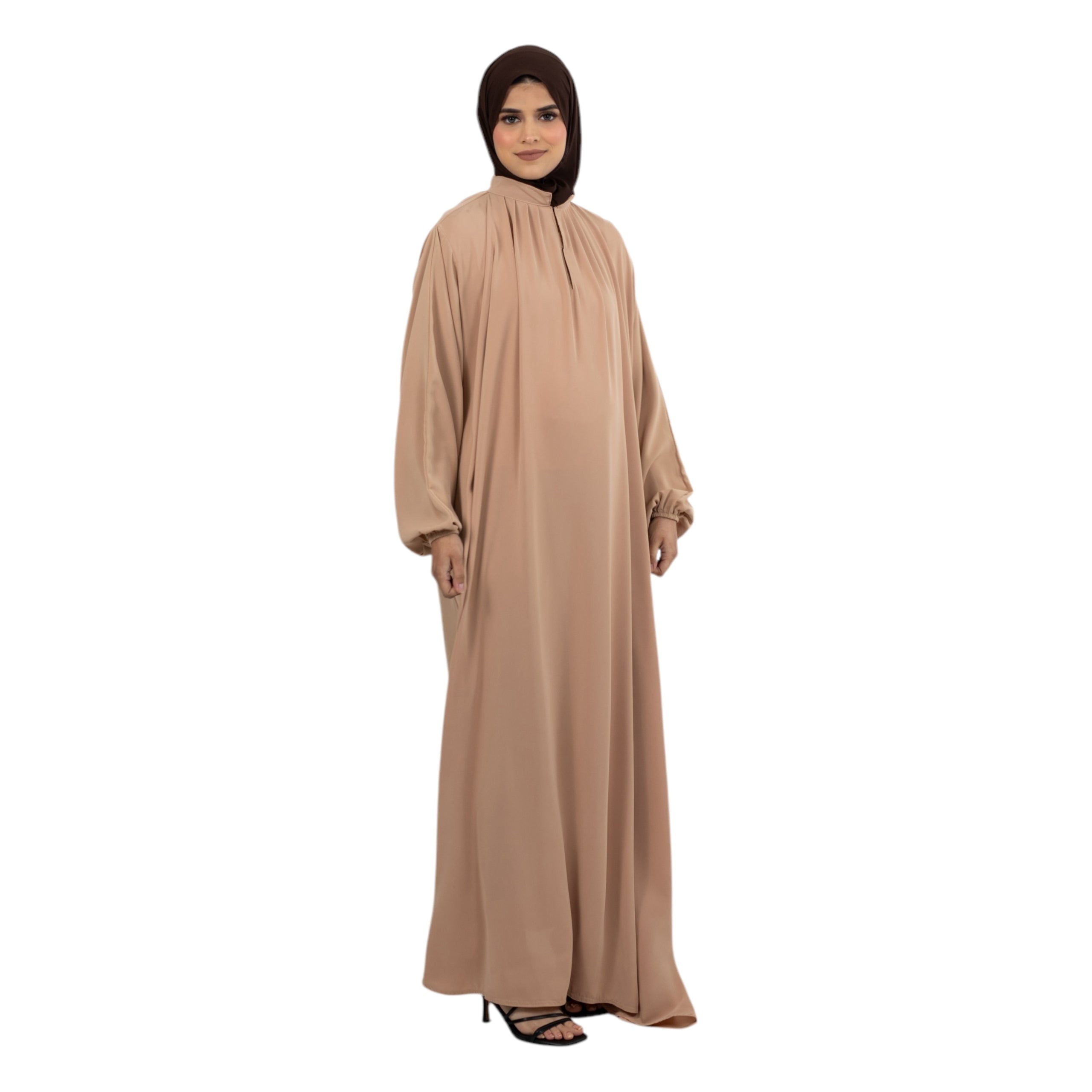 Sand Pleated Elasticated Abaya