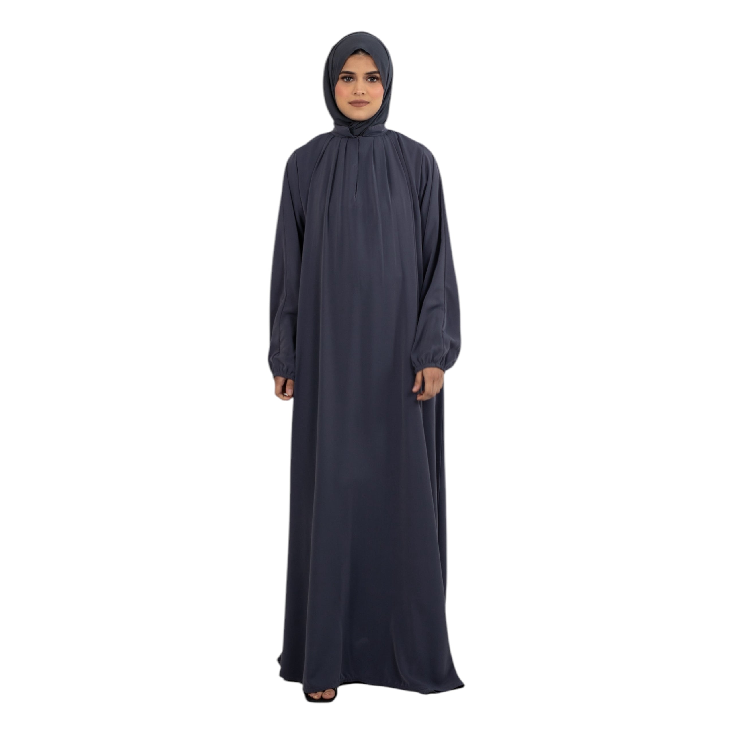 Grey Pleated Elasticated Abaya