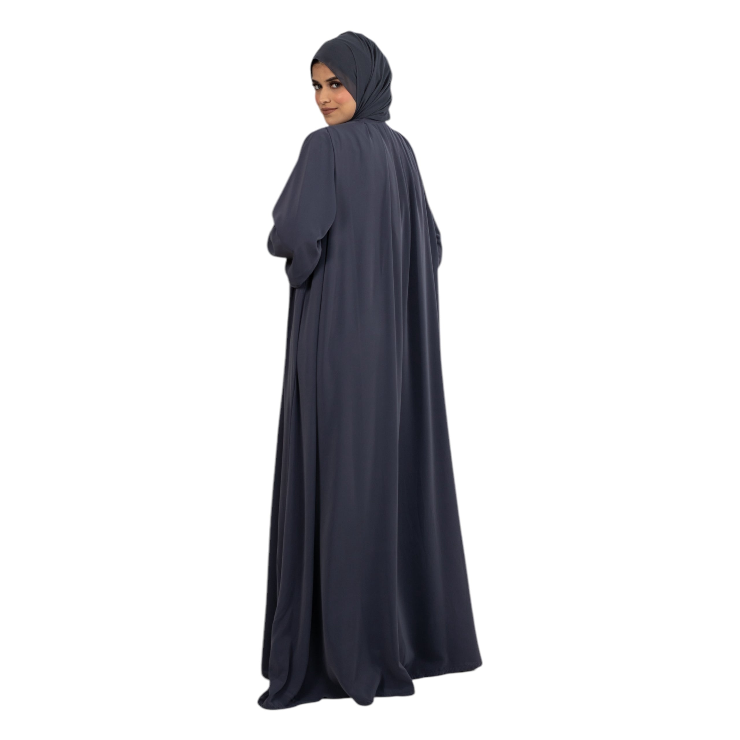 Grey Pleated Elasticated Abaya