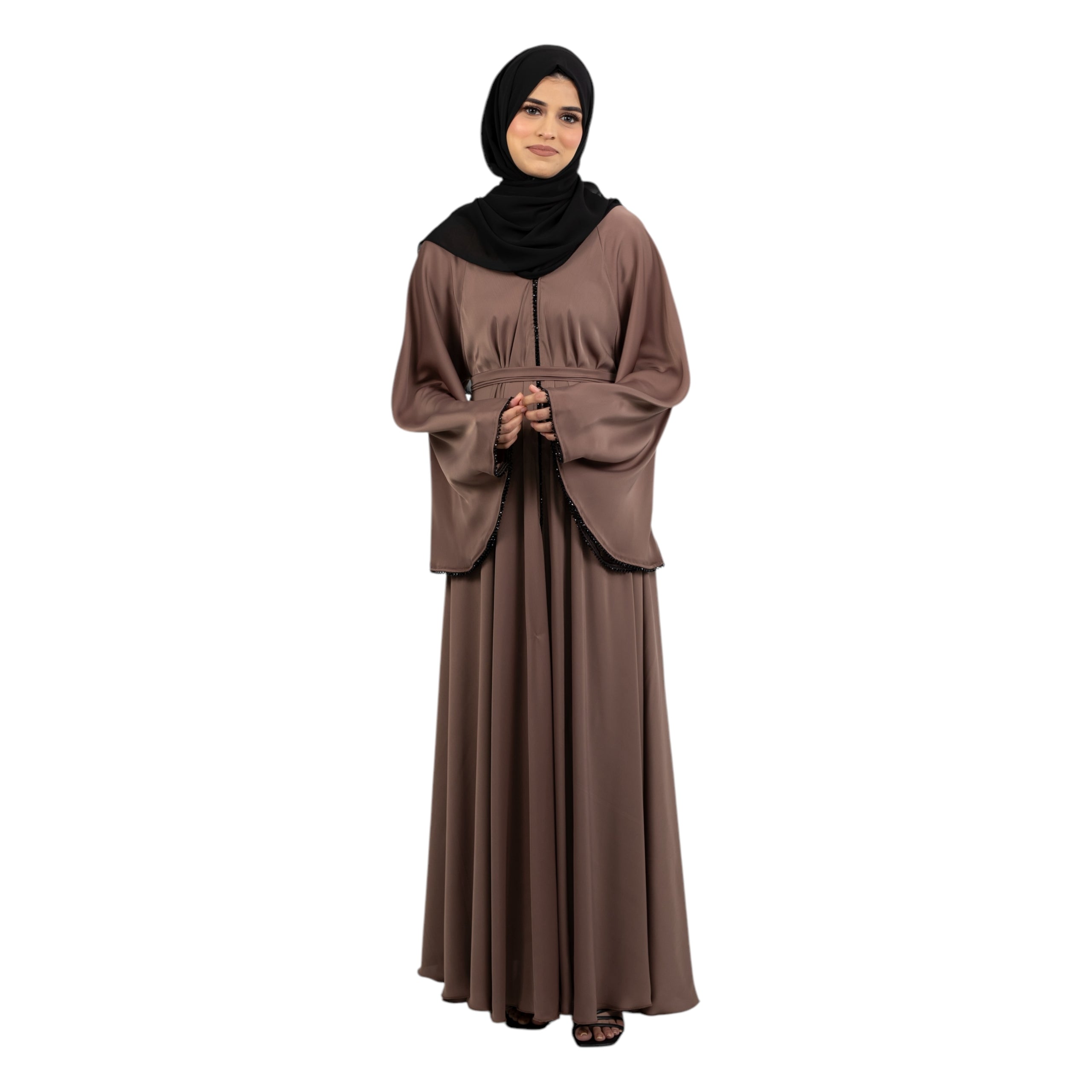 Light Brown Makeba Buttoned Abaya AM-472-09