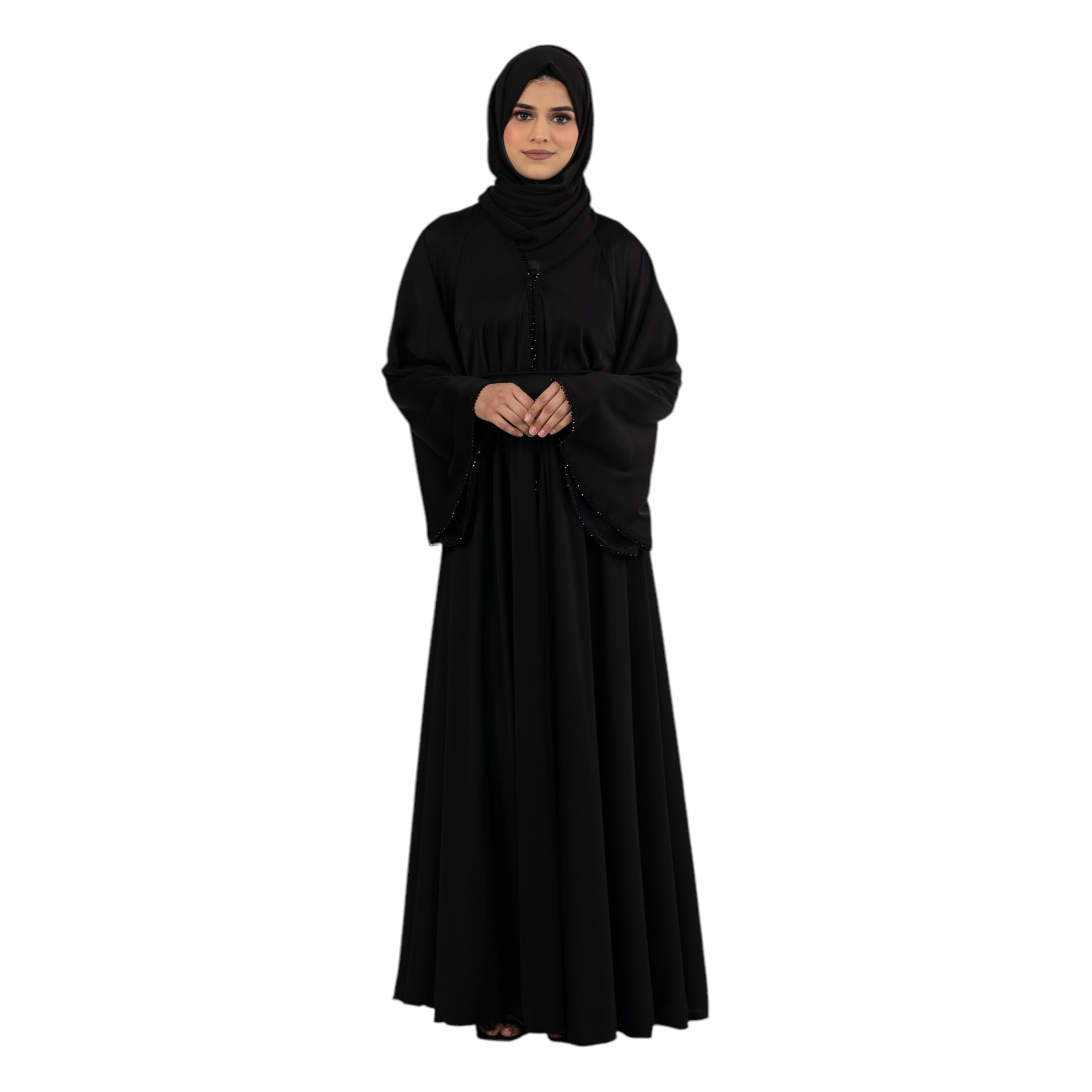 Black Makeba Buttoned Abaya AM-472-01
