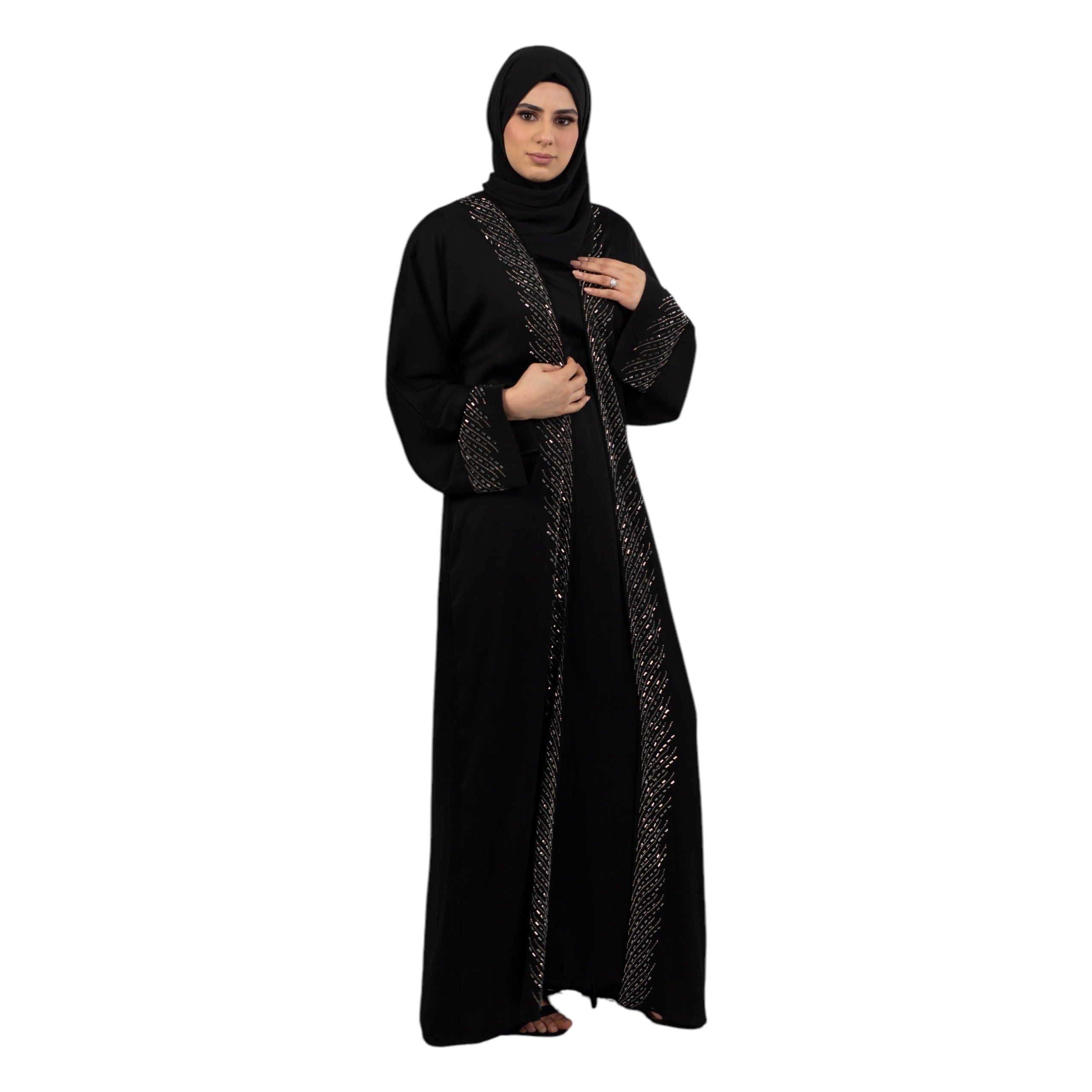 Black Embellished Kimono Set ASL-635-1