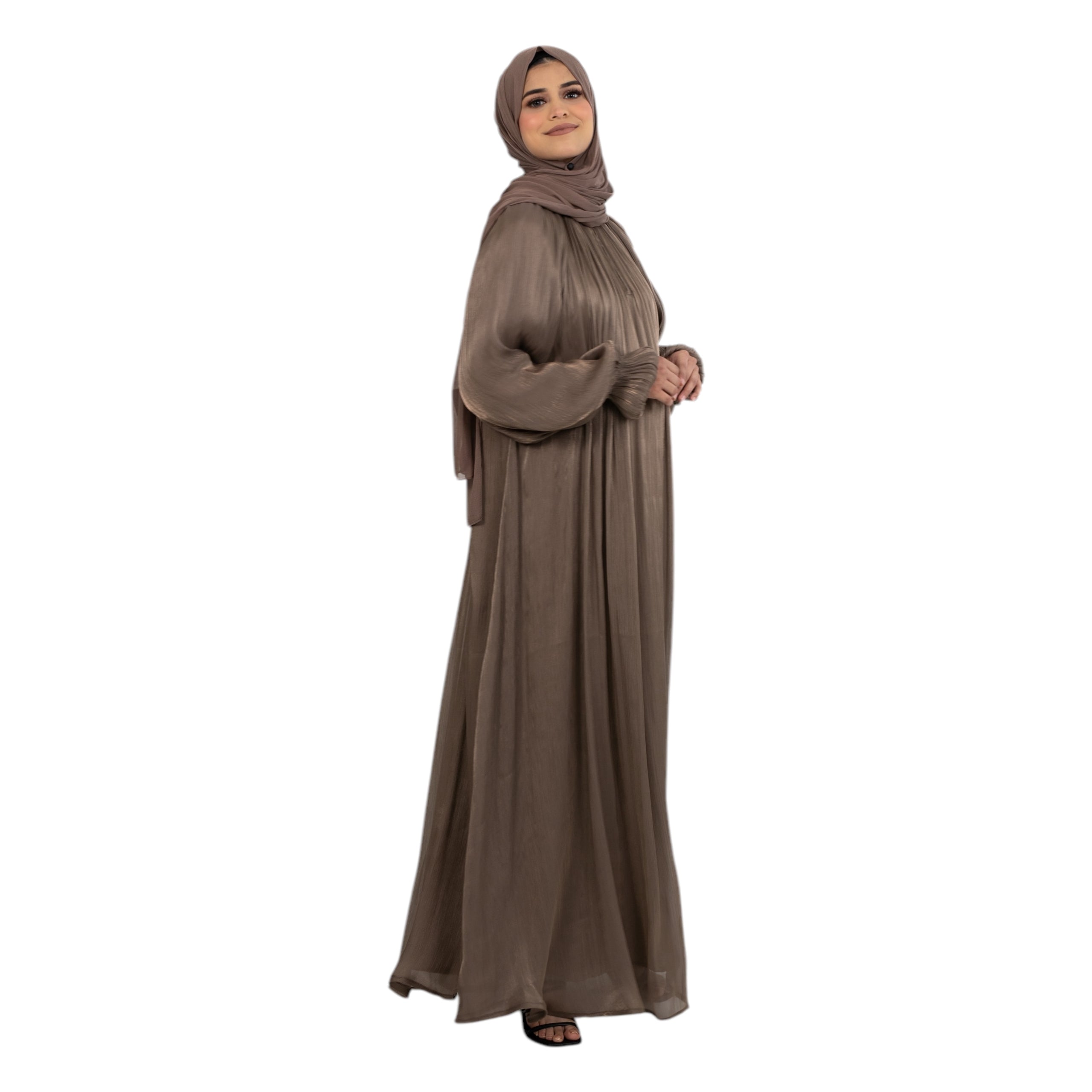 Mocha Organza Abaya Set