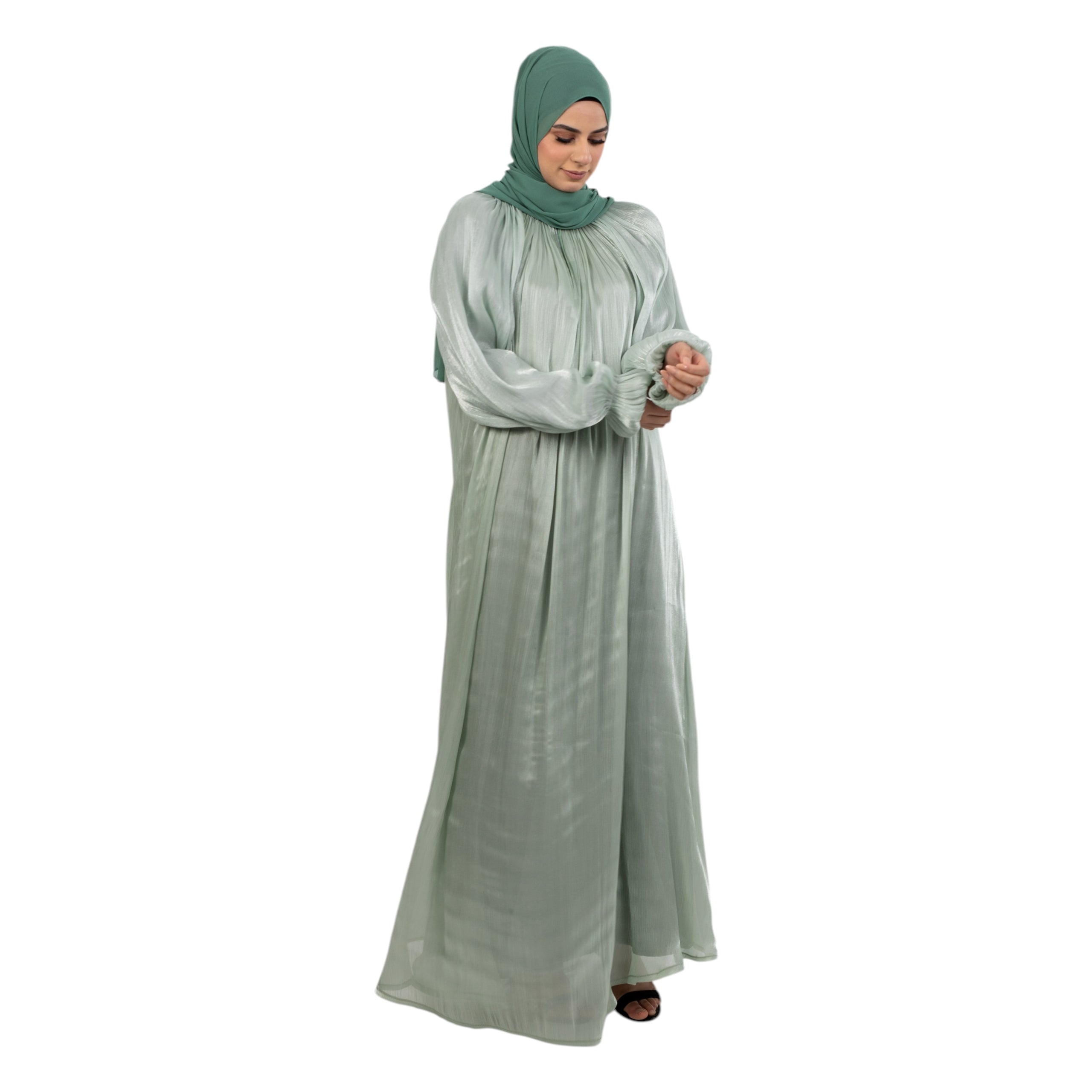 Mint Organza Abaya Set