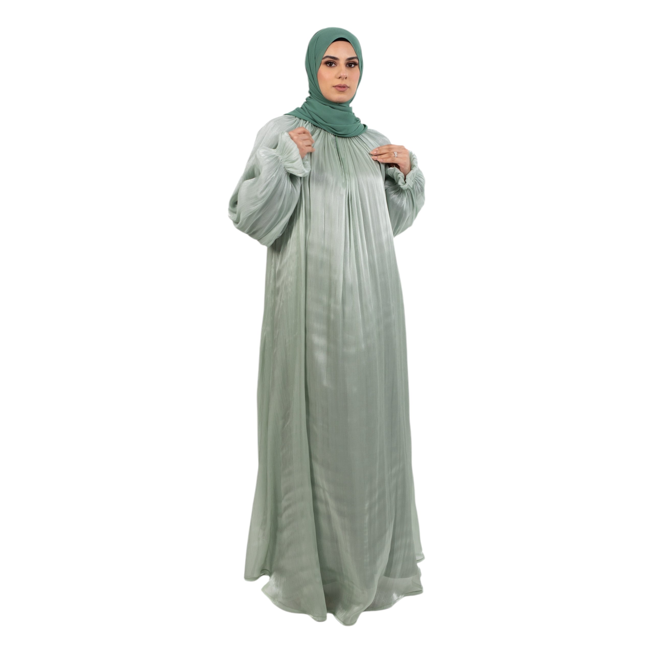 Mint Organza Abaya Set
