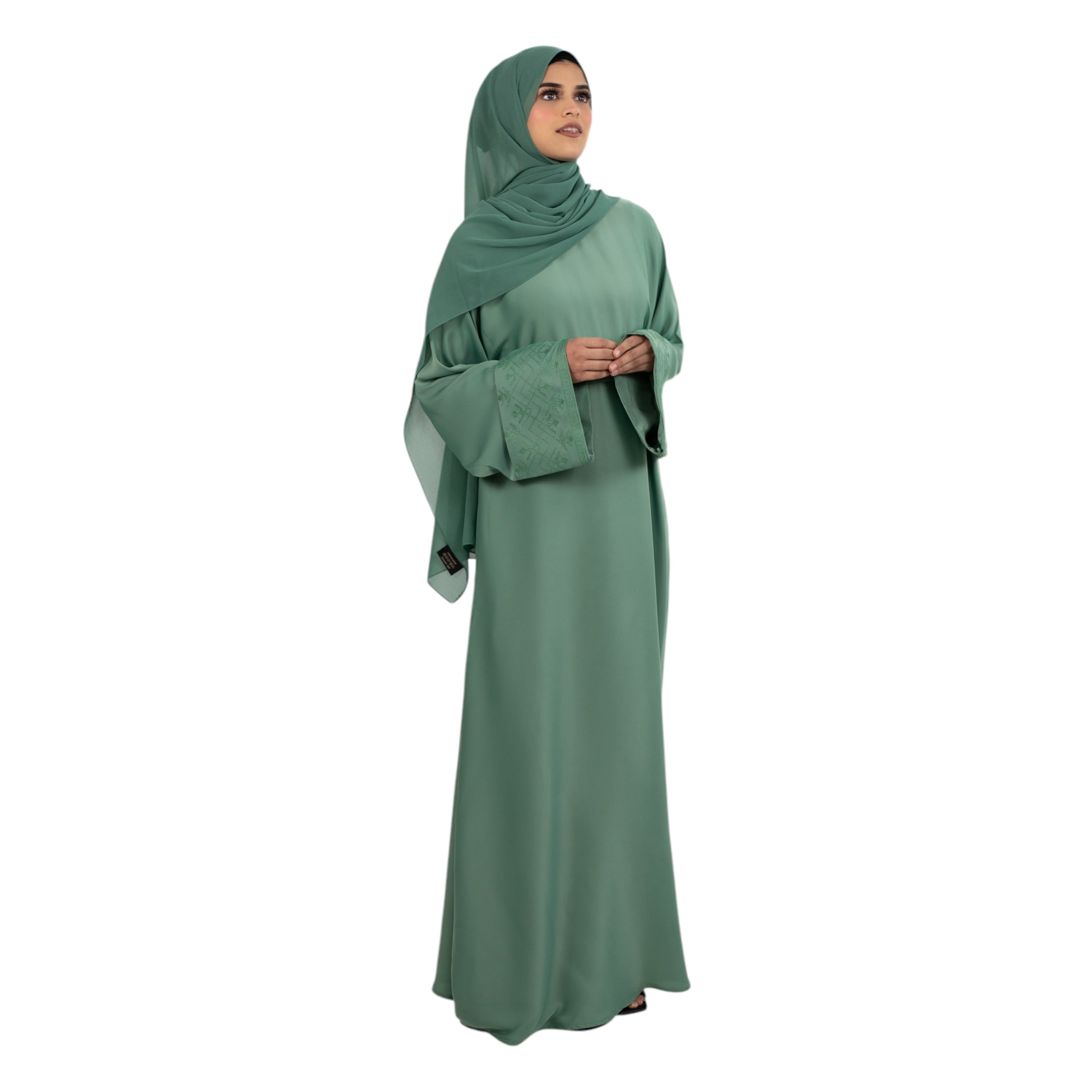 Mint Cross Stitch Embroidered Abaya ASL-621-2