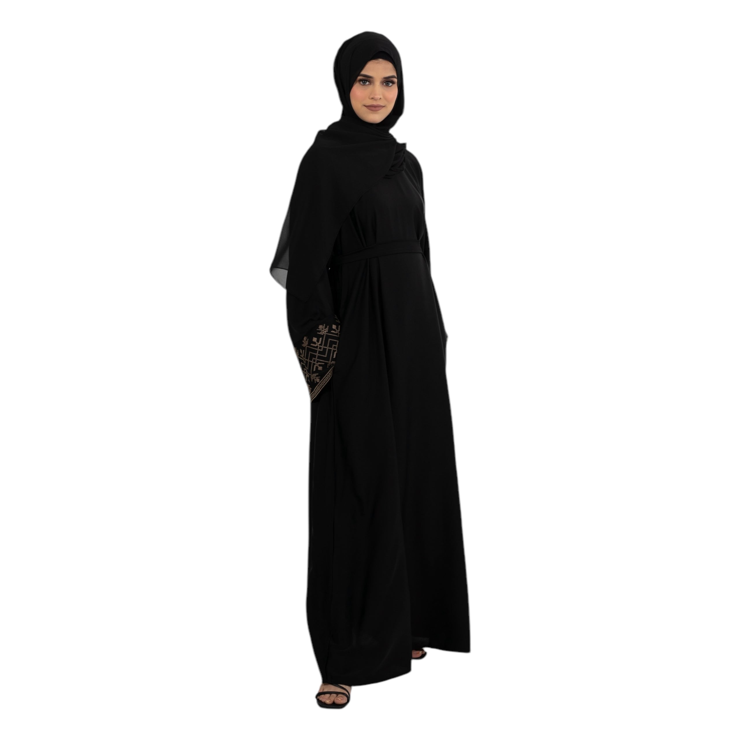 Black Cross Stitch Embroidered Abaya ASL-621-1
