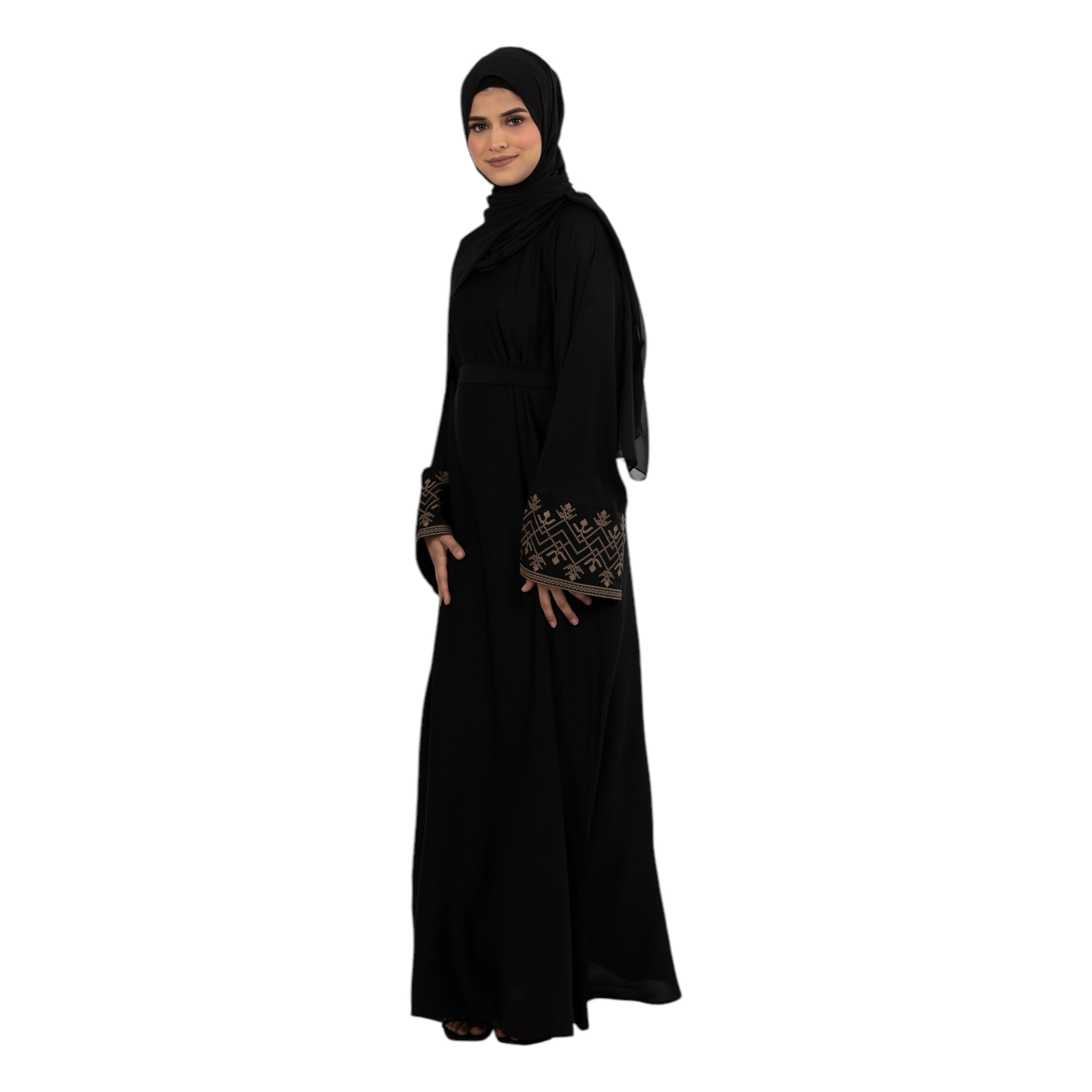 Black Cross Stitch Embroidered Abaya ASL-621-1