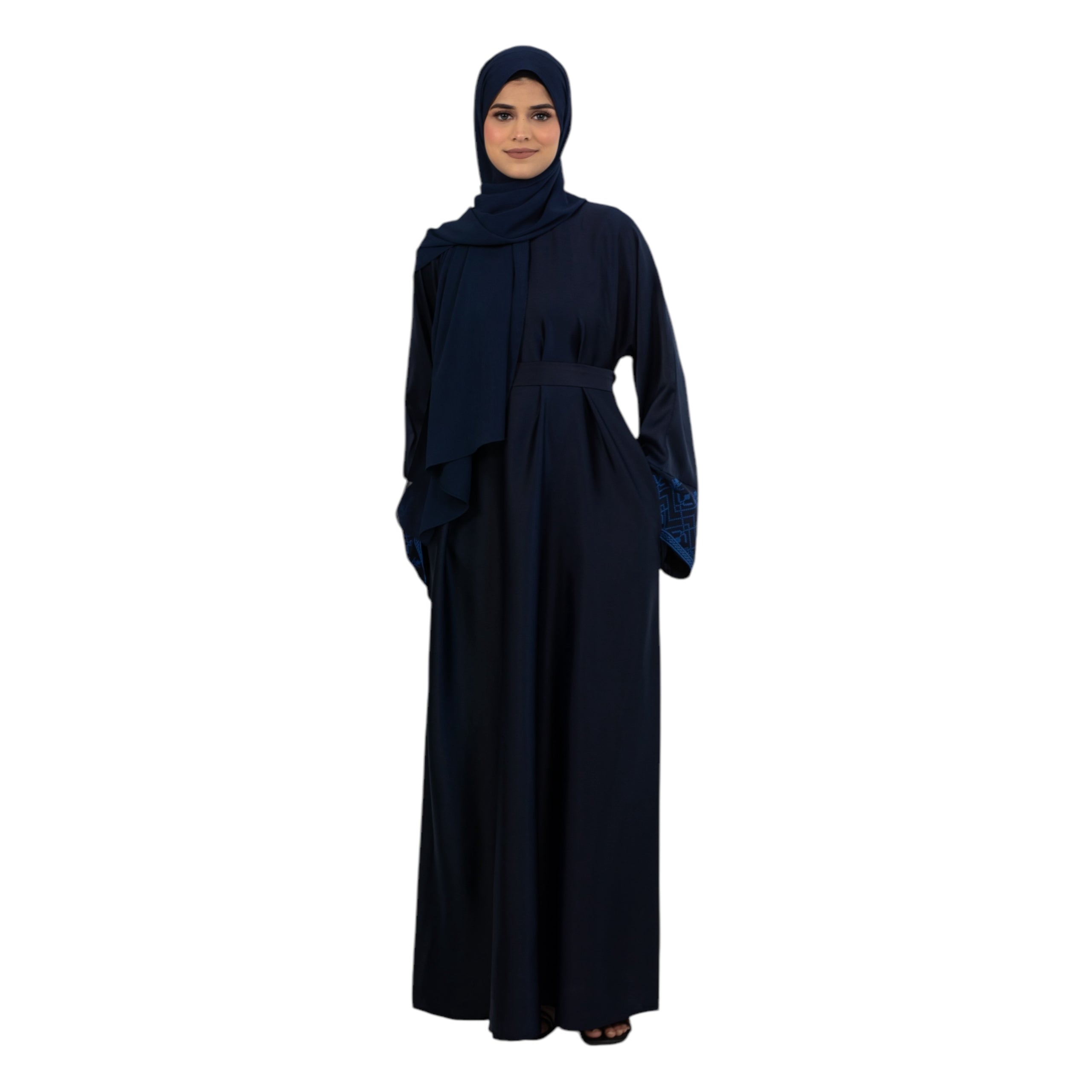 Navy Cross Stitch Embroidered Abaya ASL-621-21