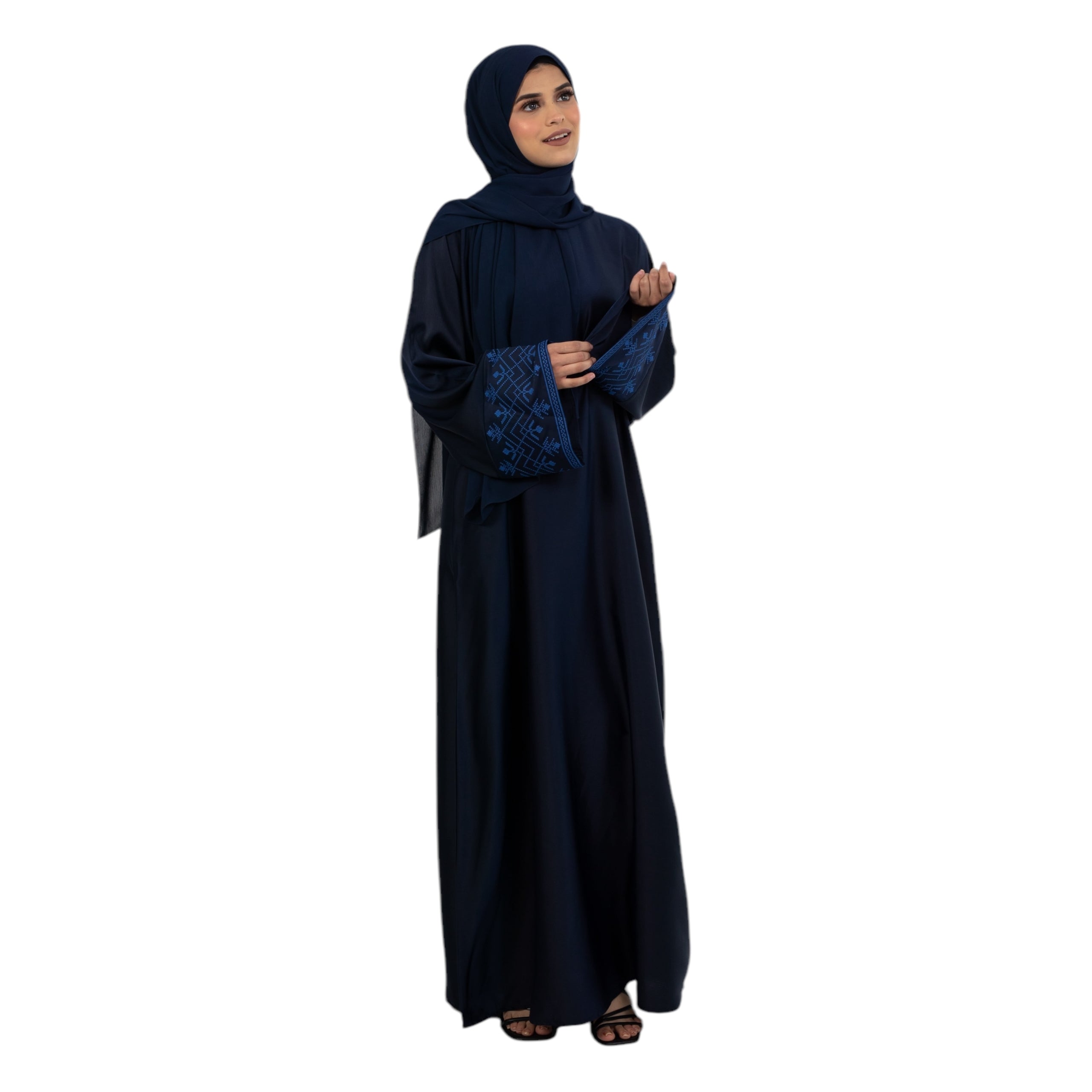 Navy Cross Stitch Embroidered Abaya ASL-621-21