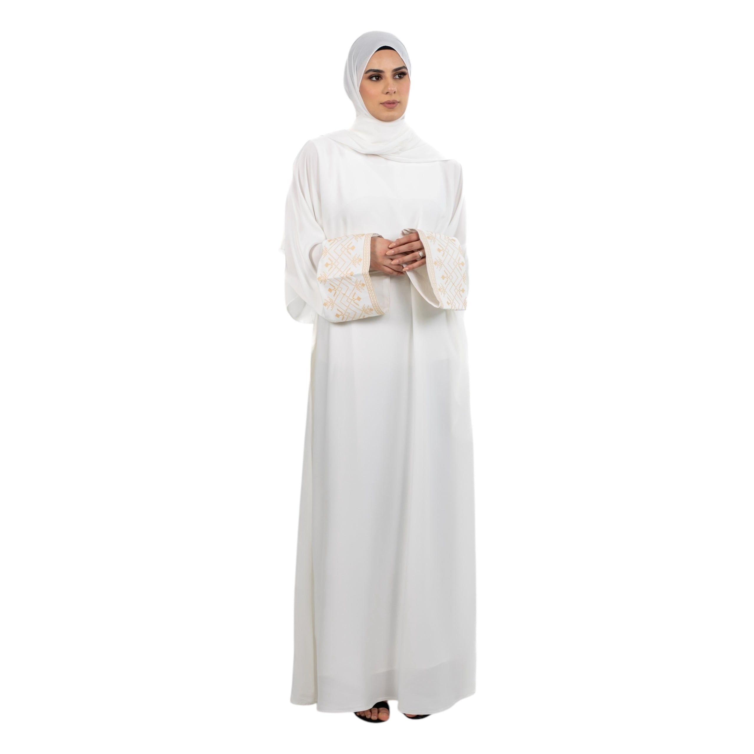 Off White Cross Stitch Embroidered Abaya ASL-621-41