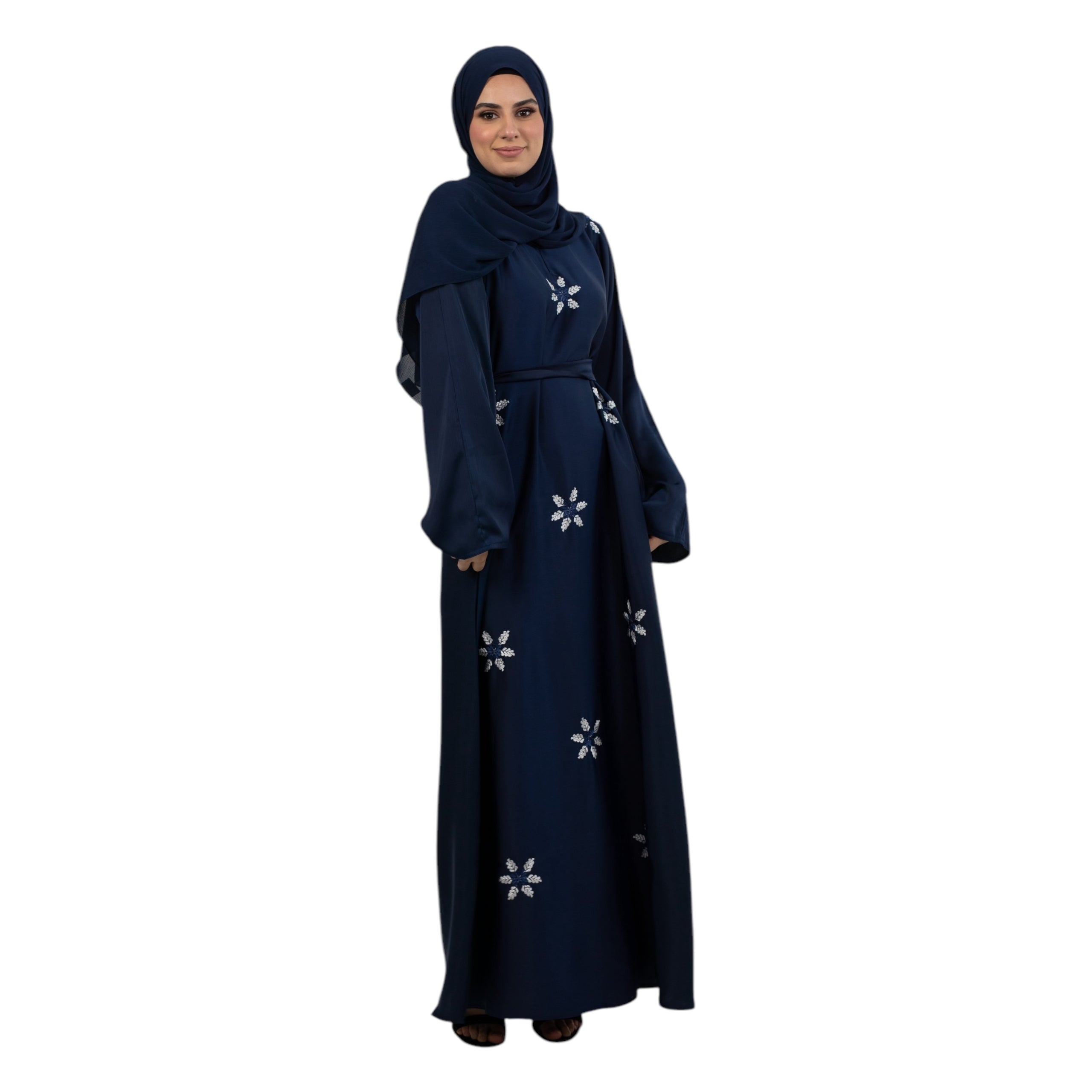 Navy Petal Embroidered Abaya ASL-620-21