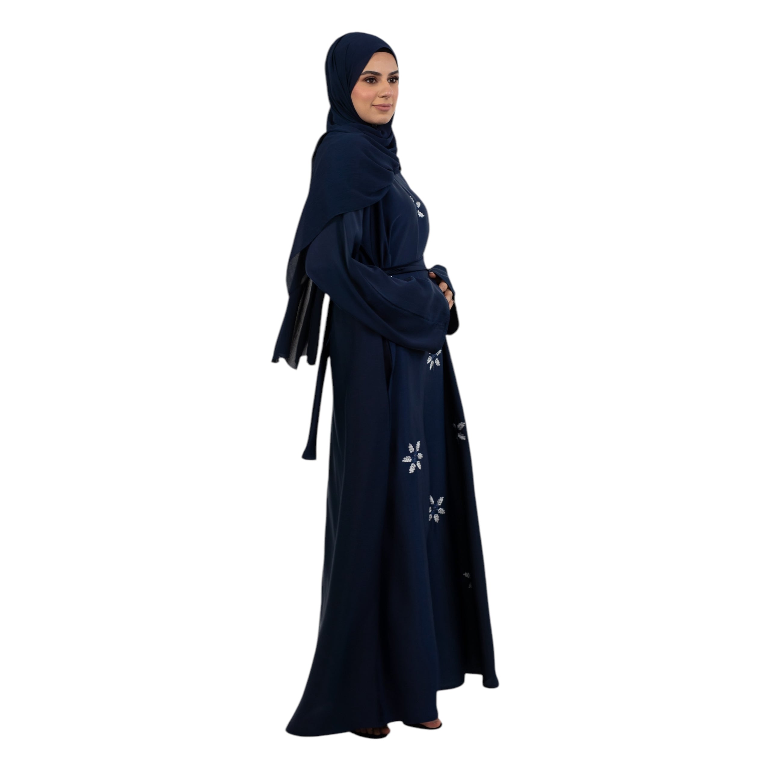 Navy Petal Embroidered Abaya ASL-620-21