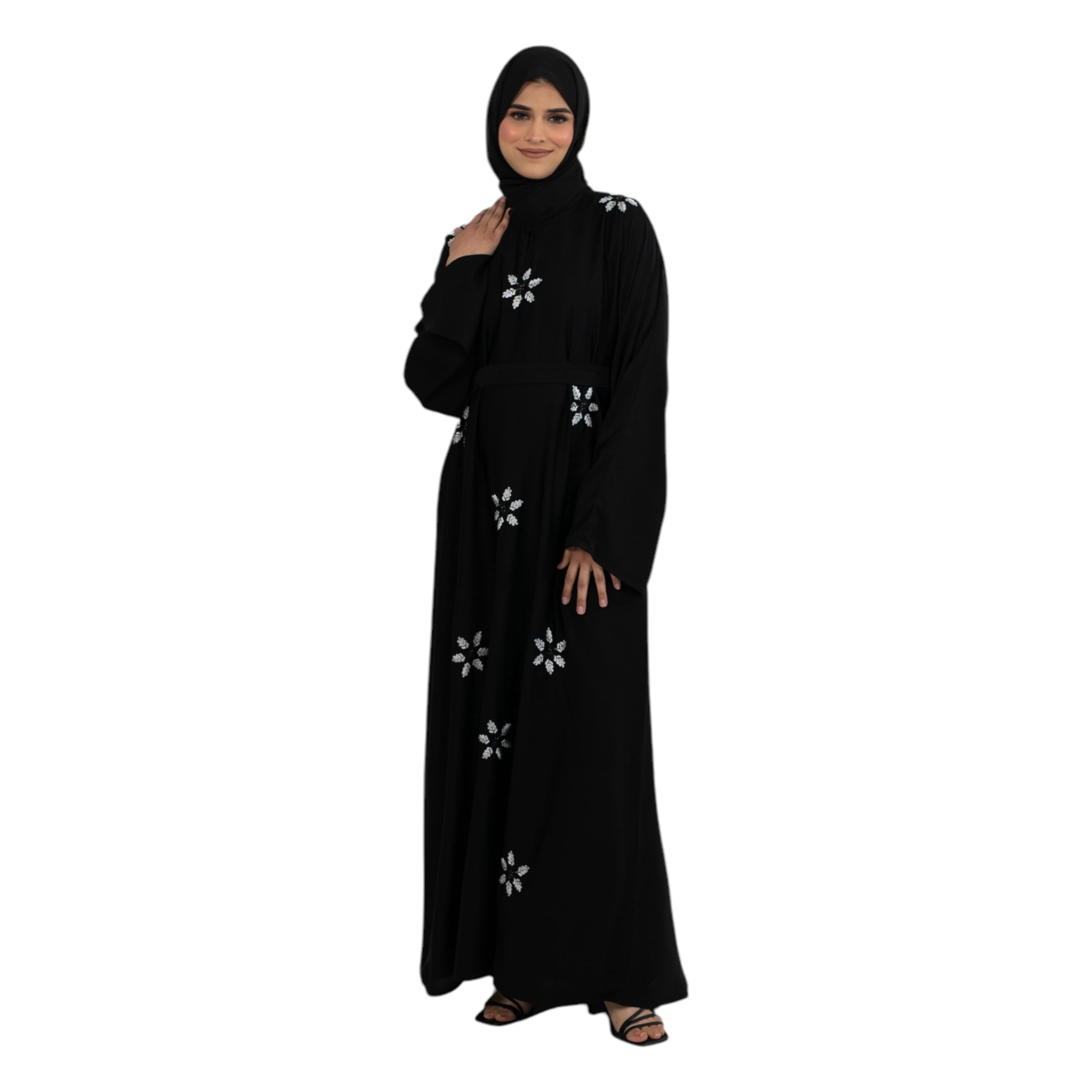 Black Petal Embroidered Abaya
