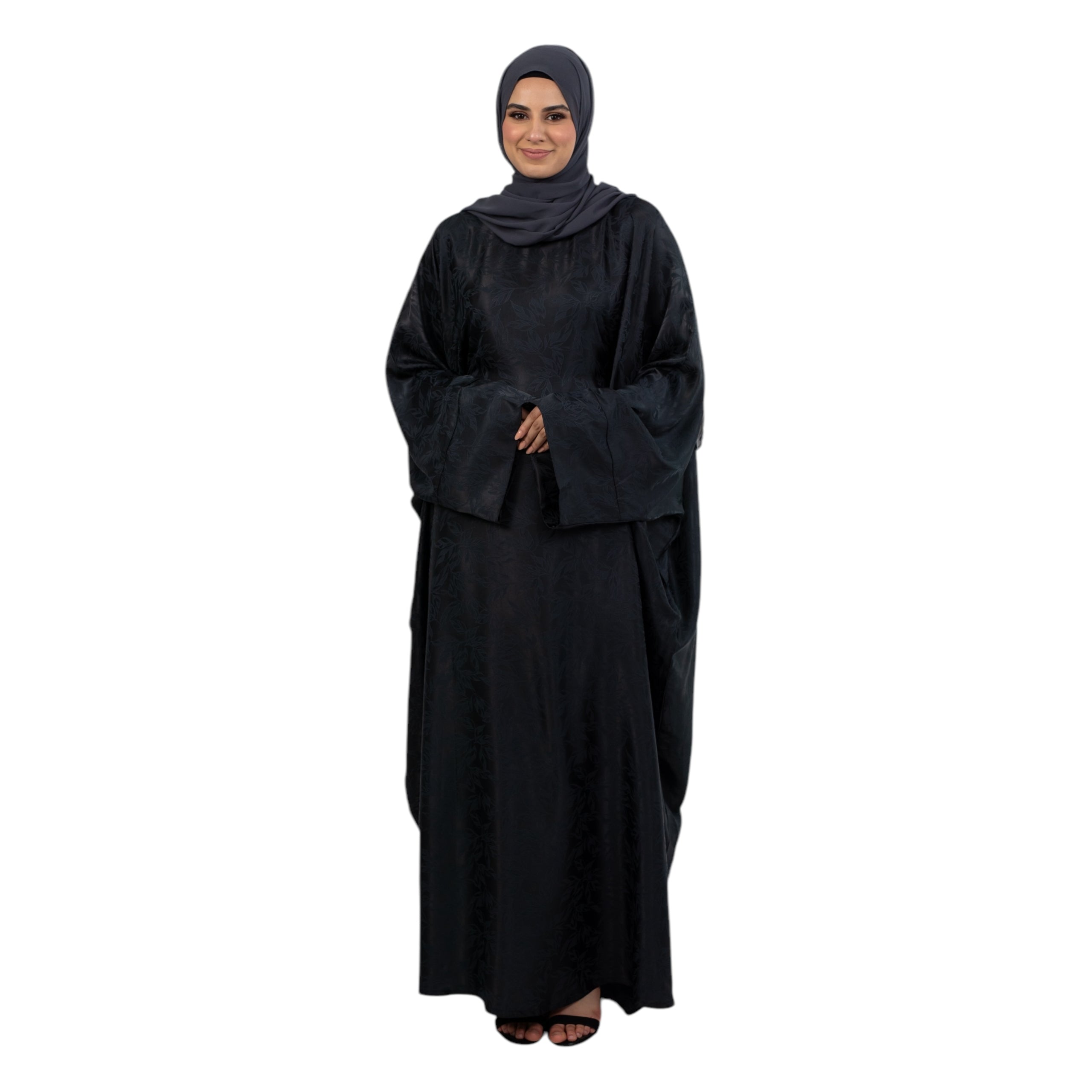 Grey Jacquard Belted Batwing ASL-636-1