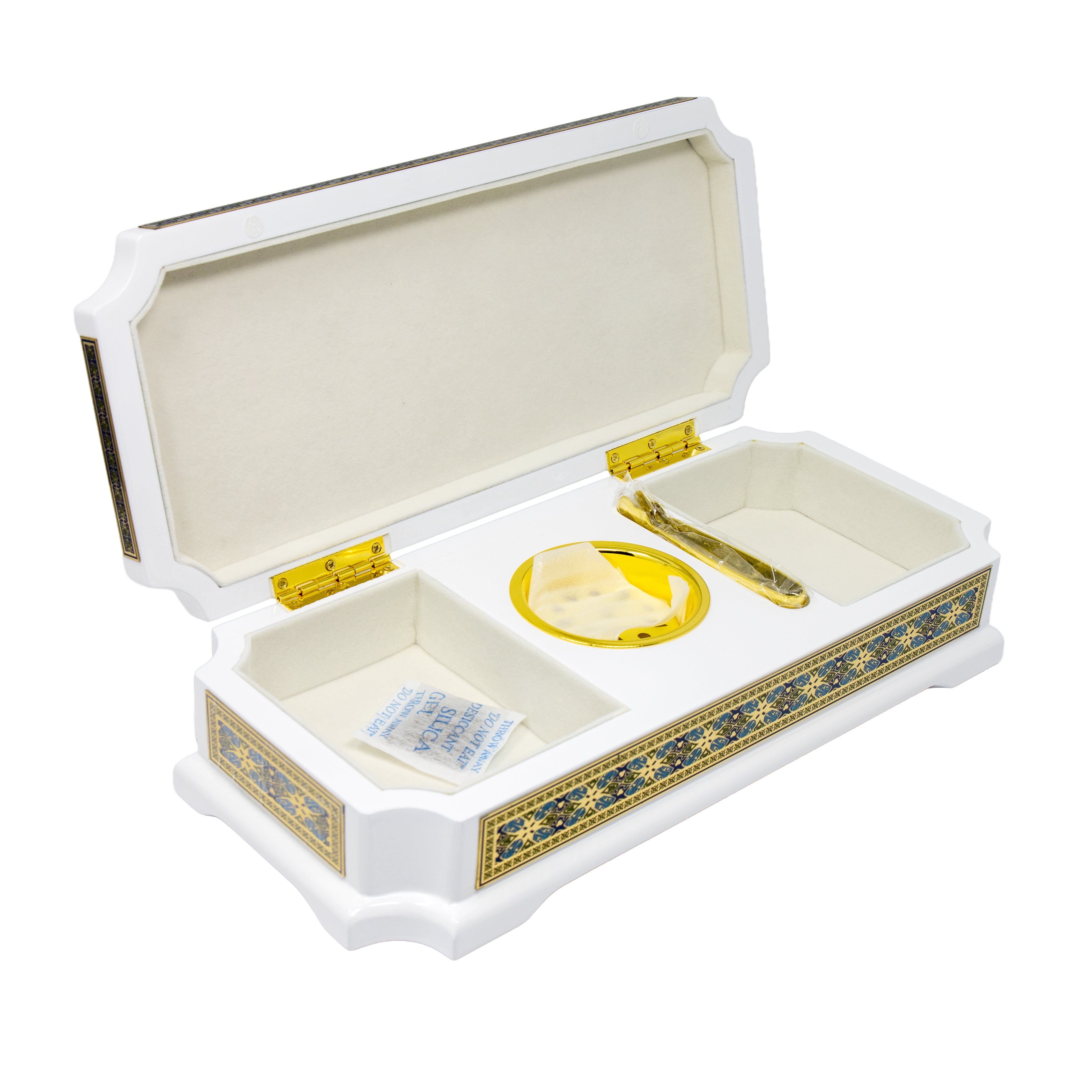 White & Gold Storage Box Bakhoor Burner AM00878