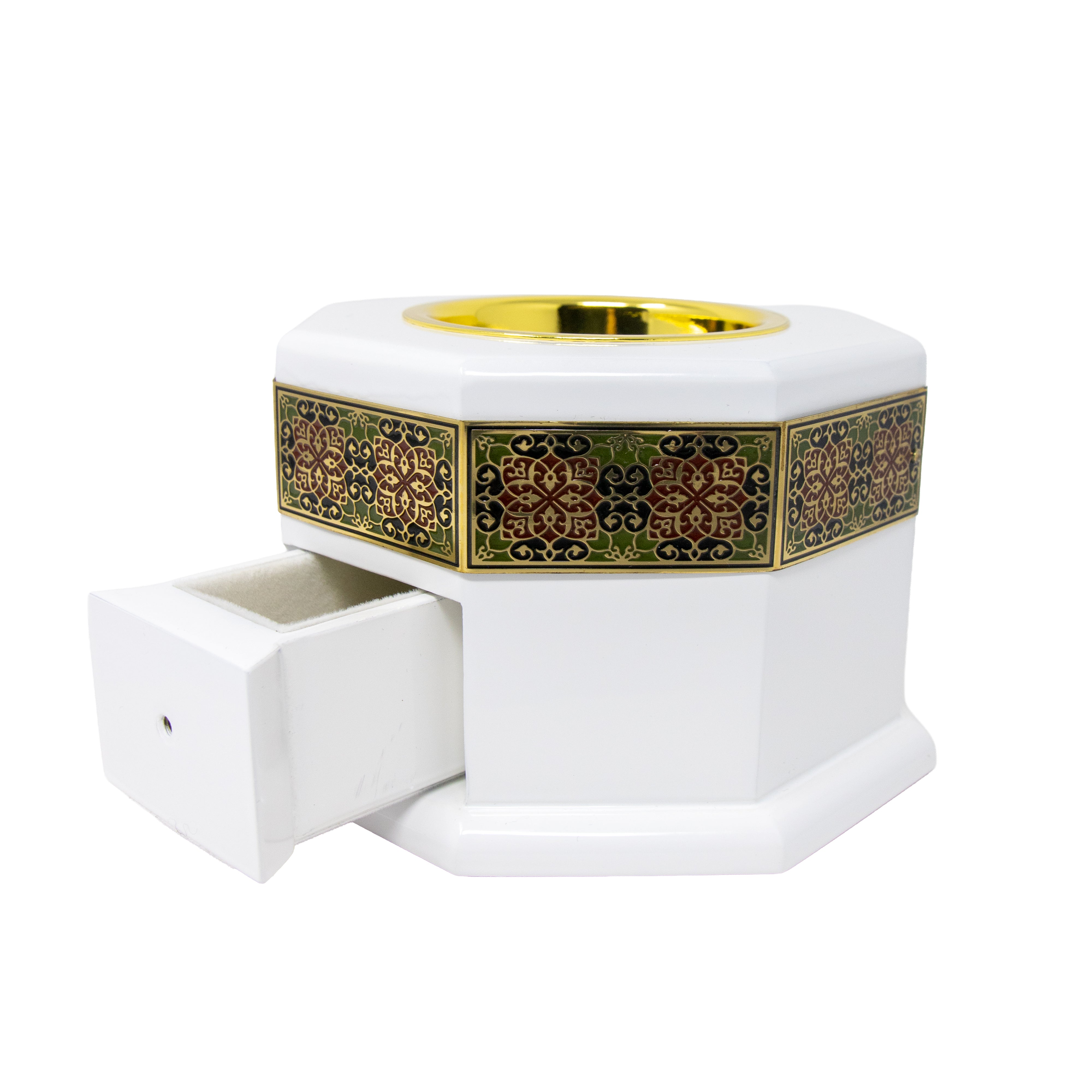 White & Gold Octagon Storage Bakhoor Burner AM00881