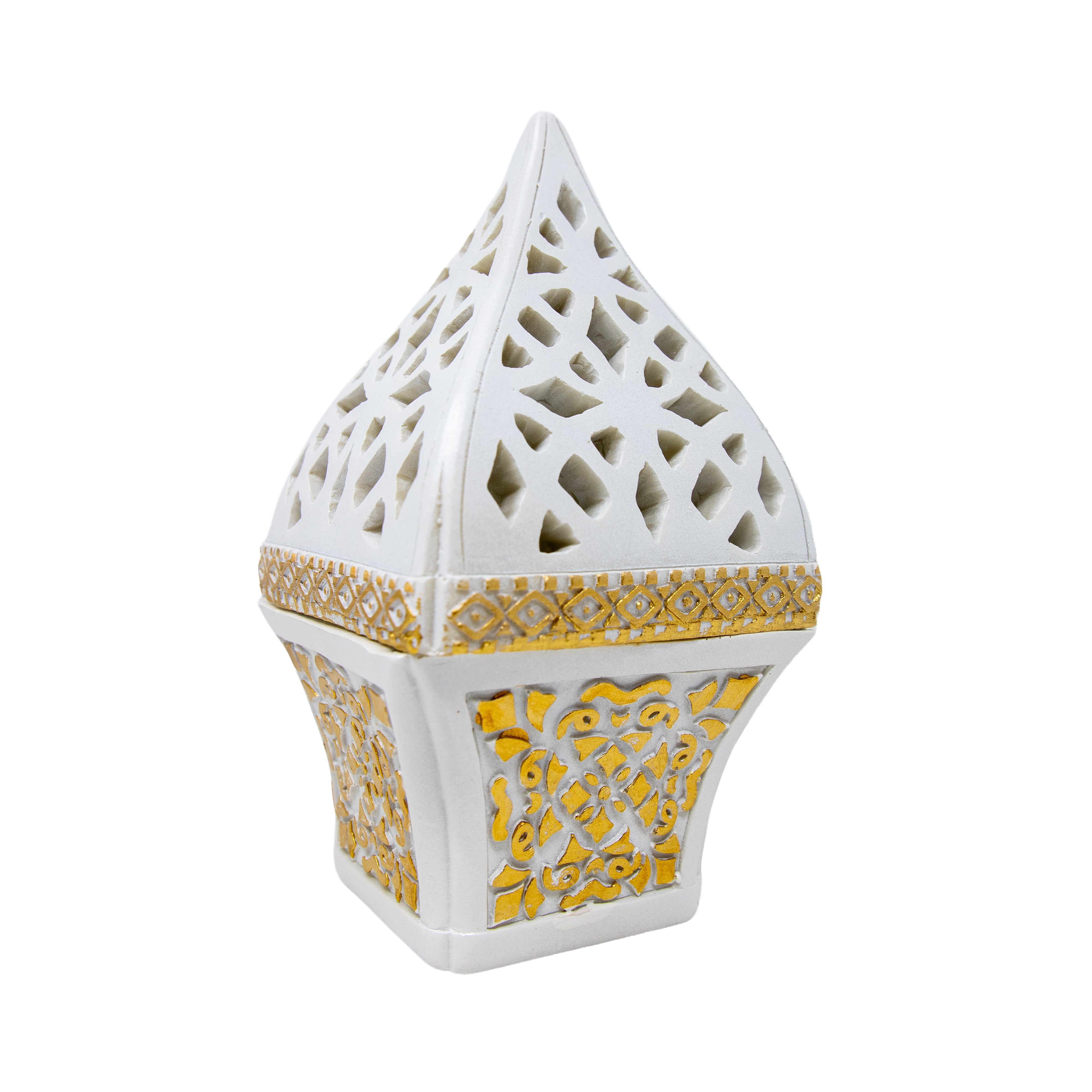White & Gold Pointed Dome Bakhoor Burner 10140 B