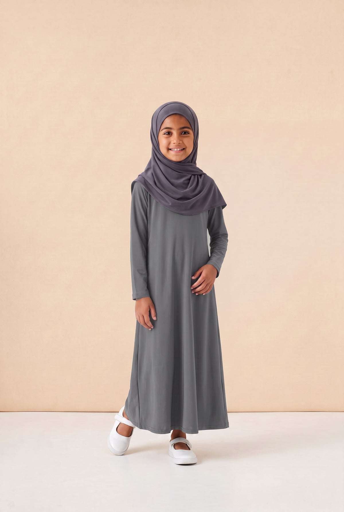 Girls Jersey Abaya Grey 79 Col 35