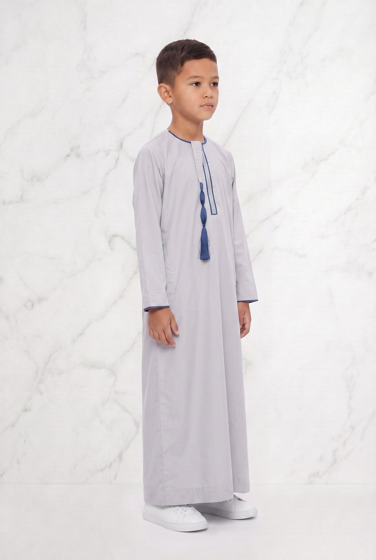 Boys Tasselled Thobe Elegant White 1520 Col 10