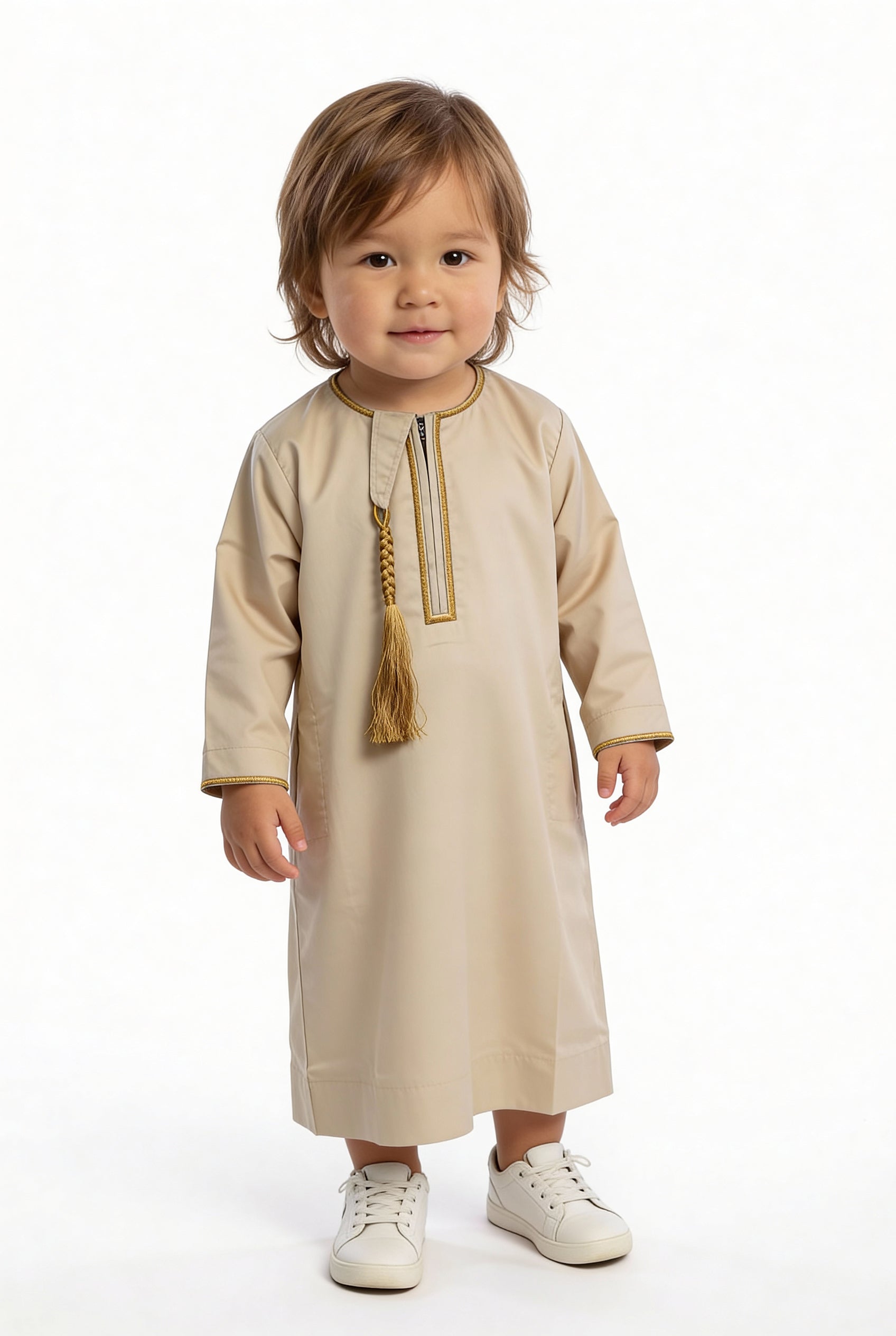 Boys Omani Tasselled Thobe Beige 1525 Col 9