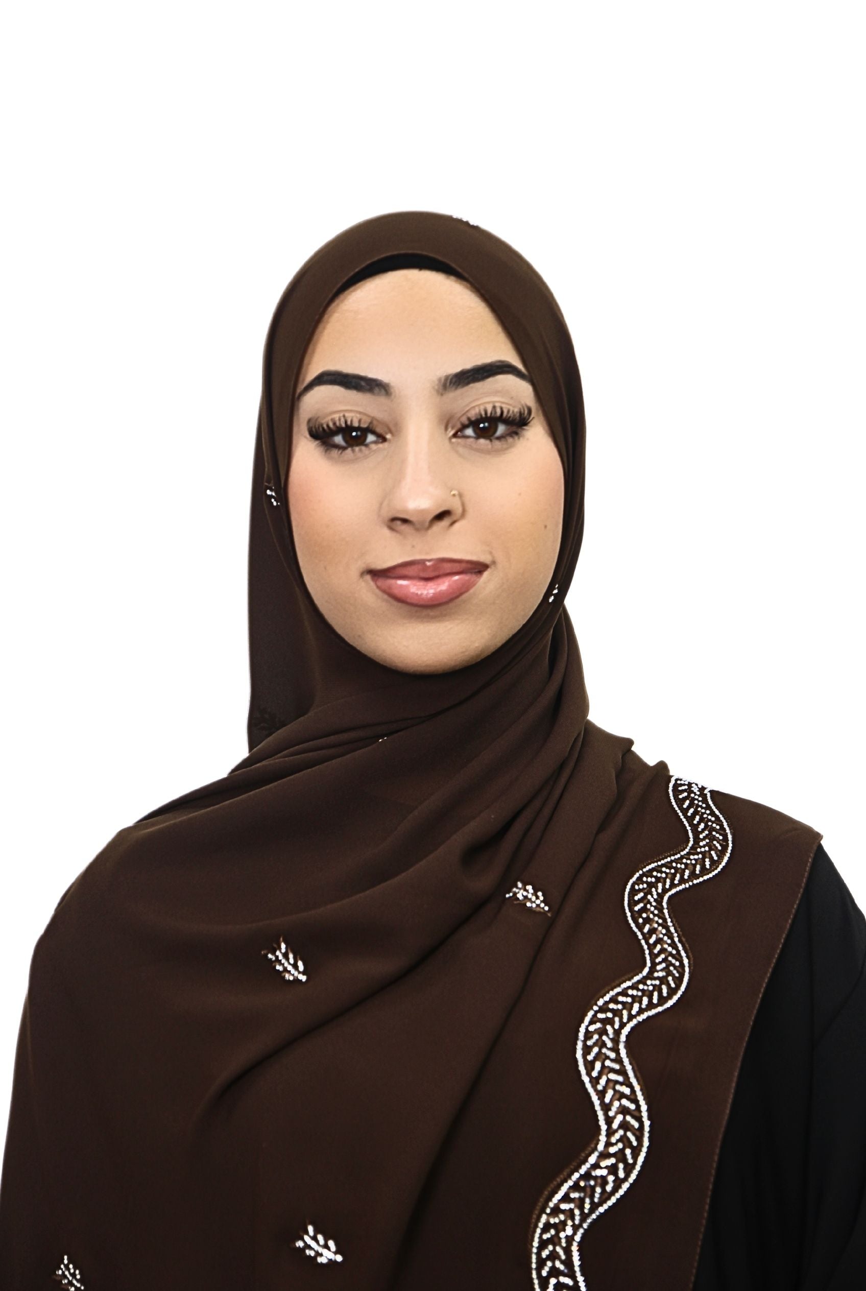 Emirati Chiffon Hijab D1 Chocolate Brown Col 85