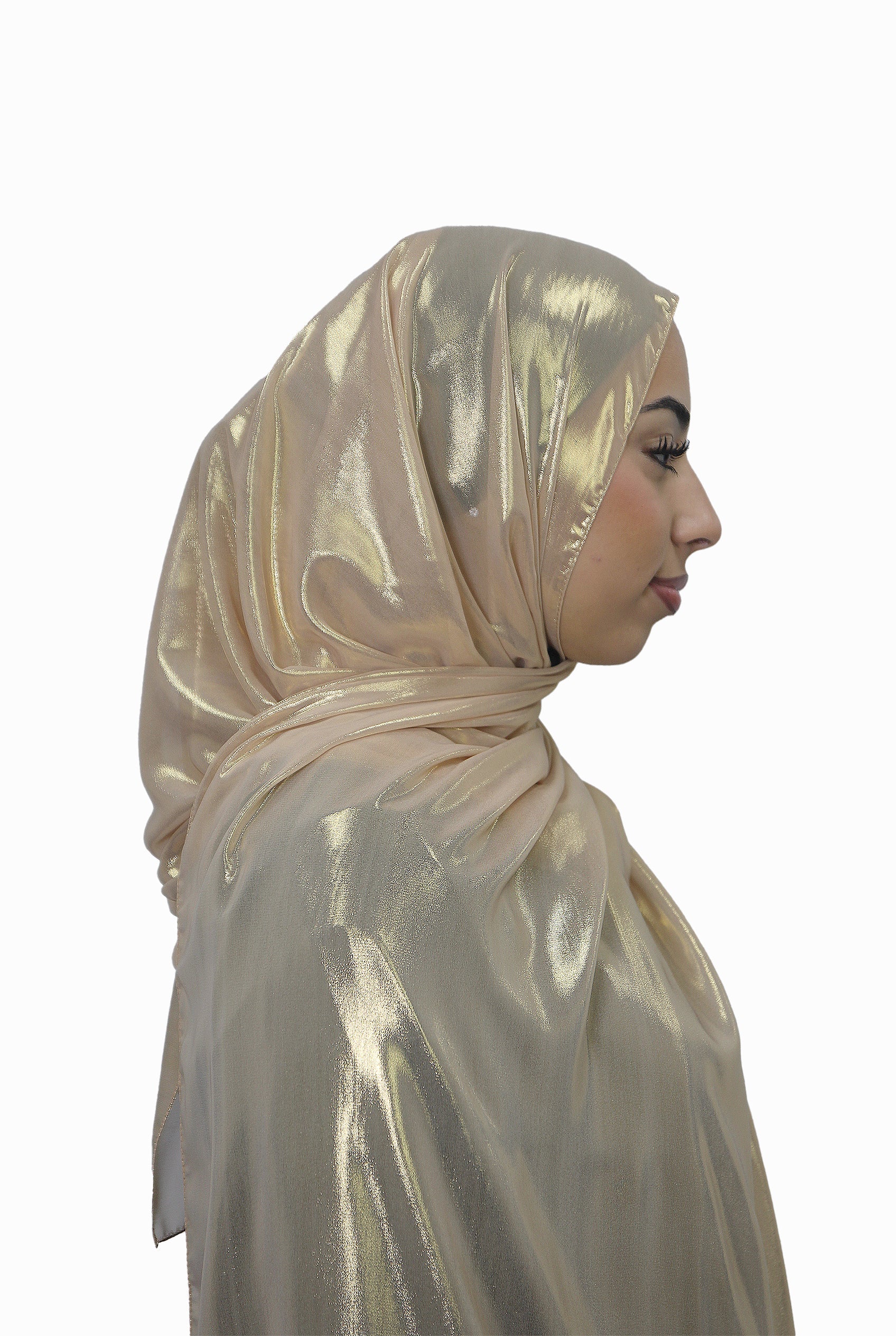 Gold Korean Shimmer Hijab Champagne Col 1
