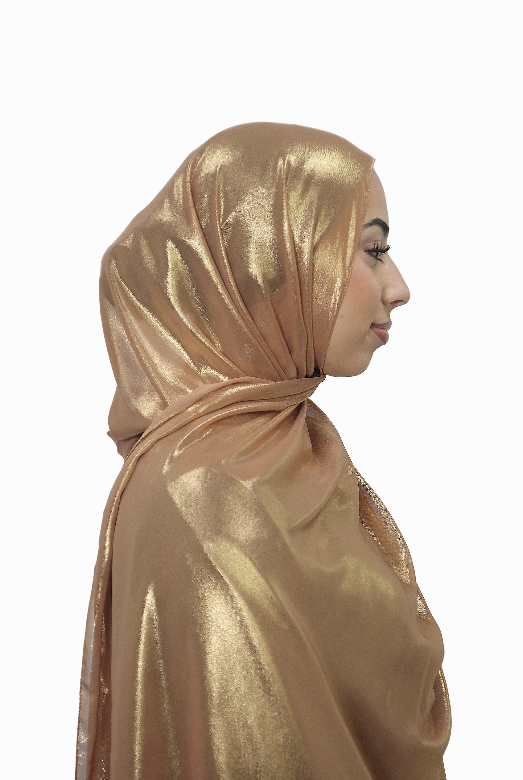 Gold Korean Shimmer Hijab Caramel Col 11