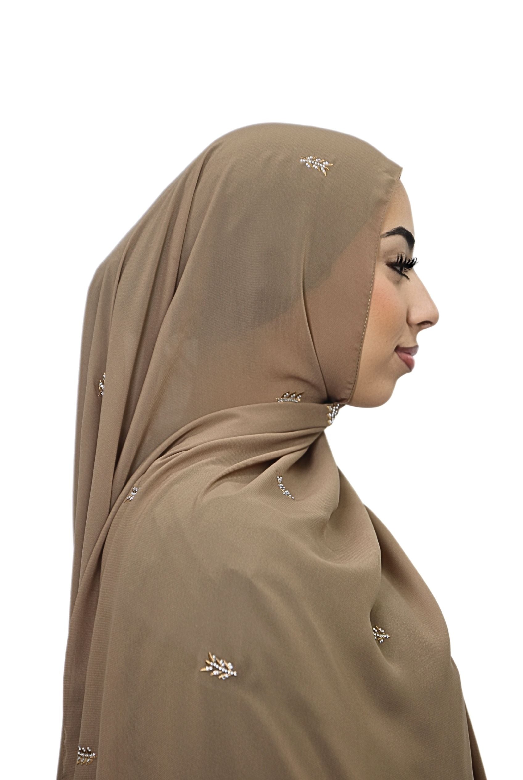 Emirati Chiffon Hijab D1 Mocha Col 14