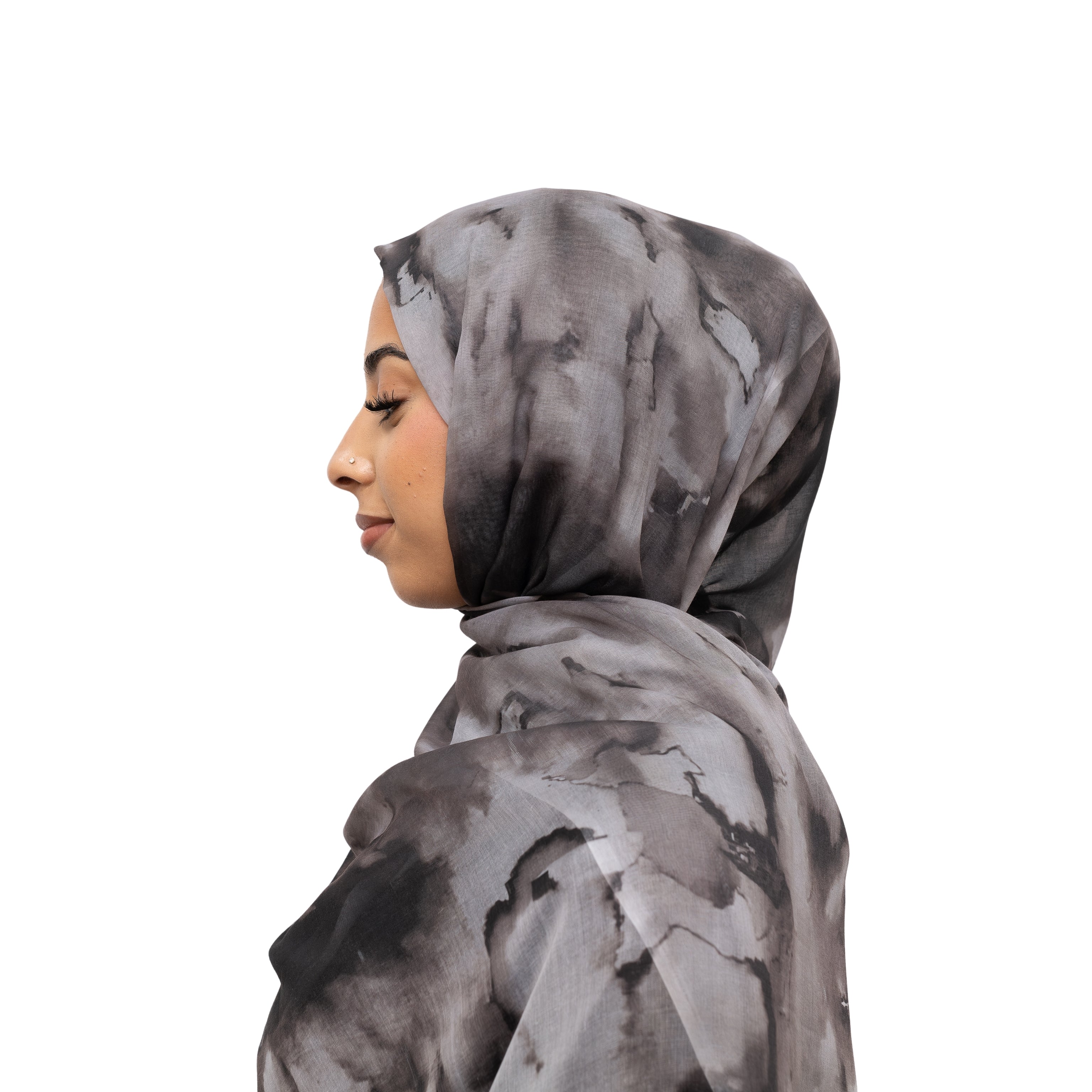 Watercolor Sharp Modal Hijab Grey