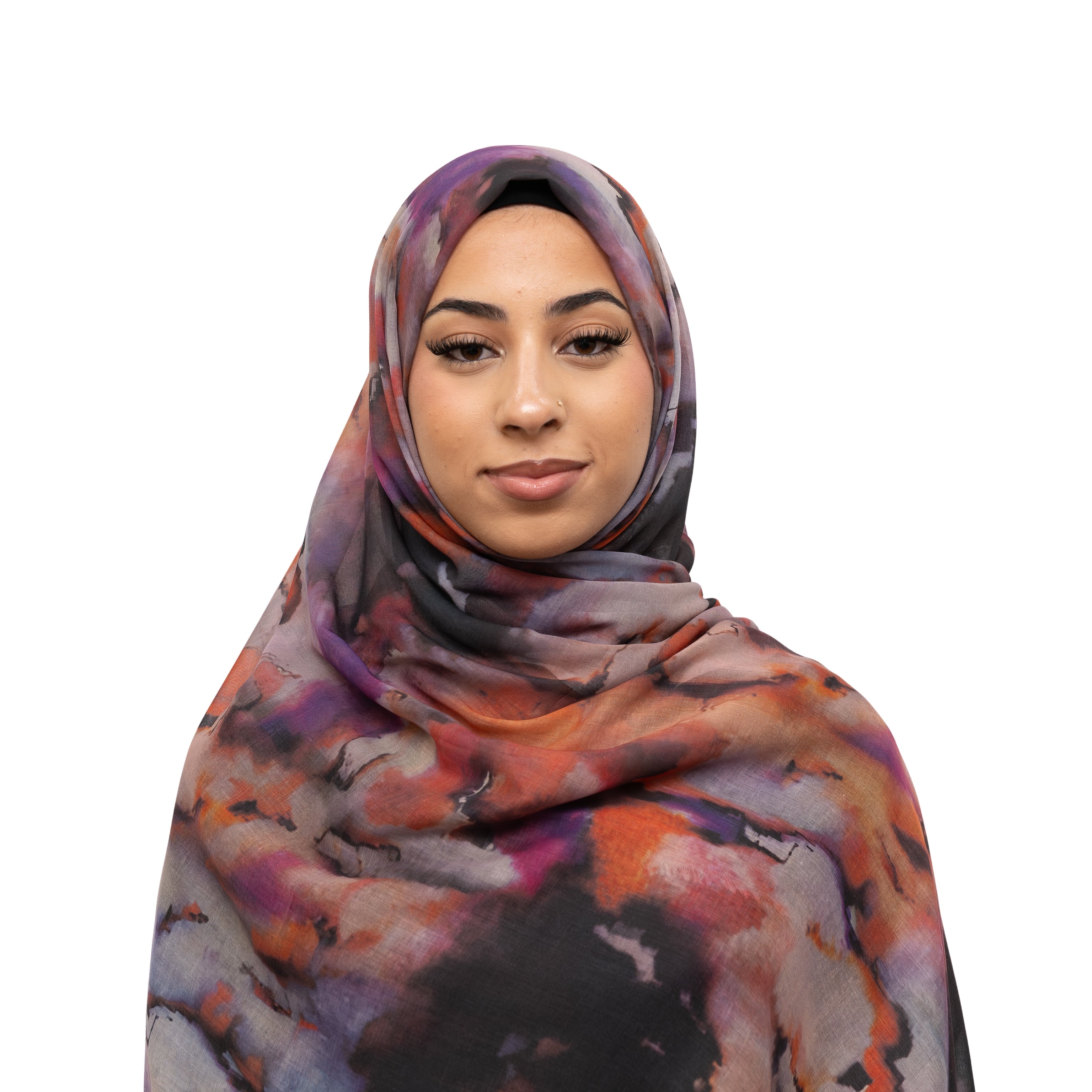 Watercolor Sharp Modal Hijab Multi Purple