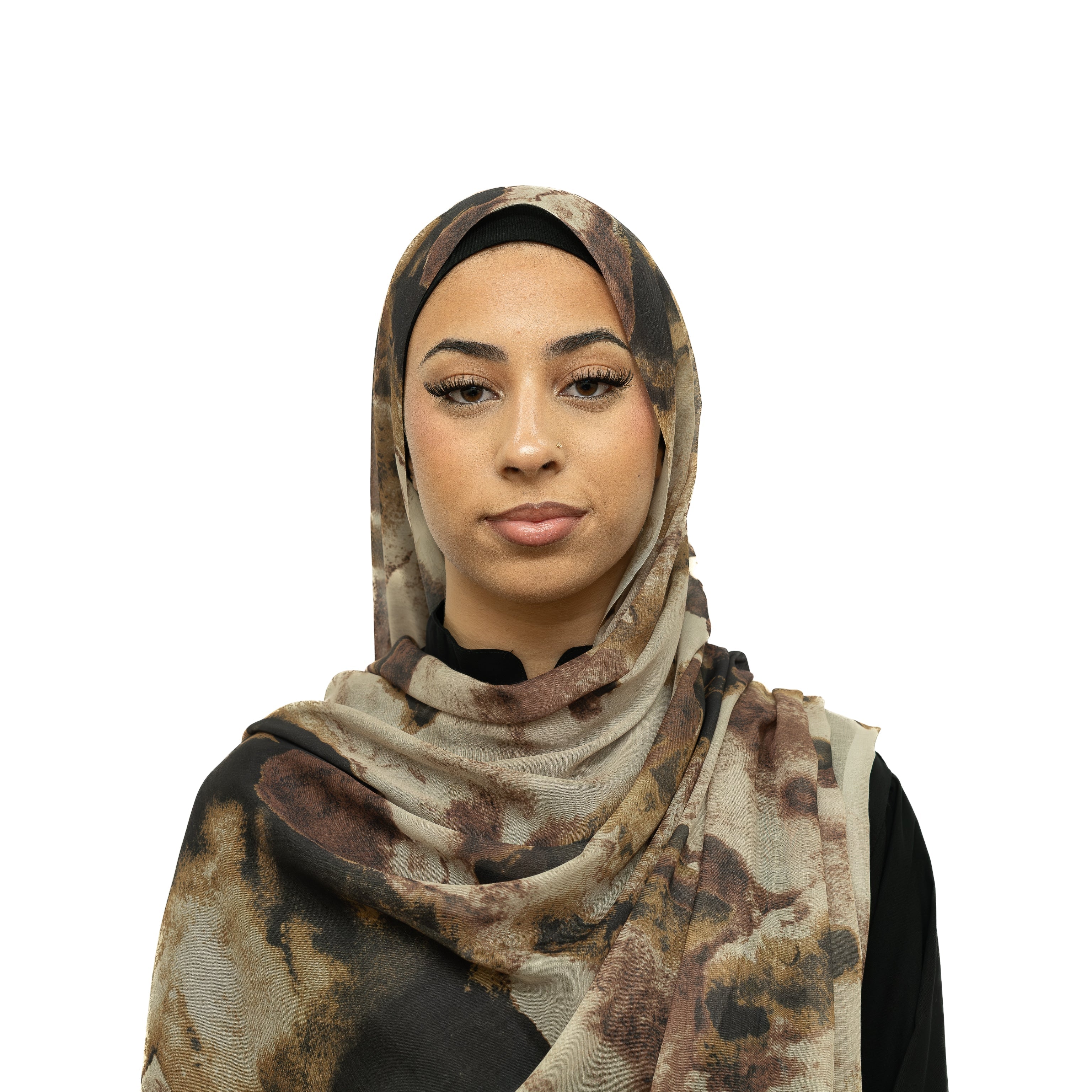 Watercolor Smooth Modal Hijab Black Brown